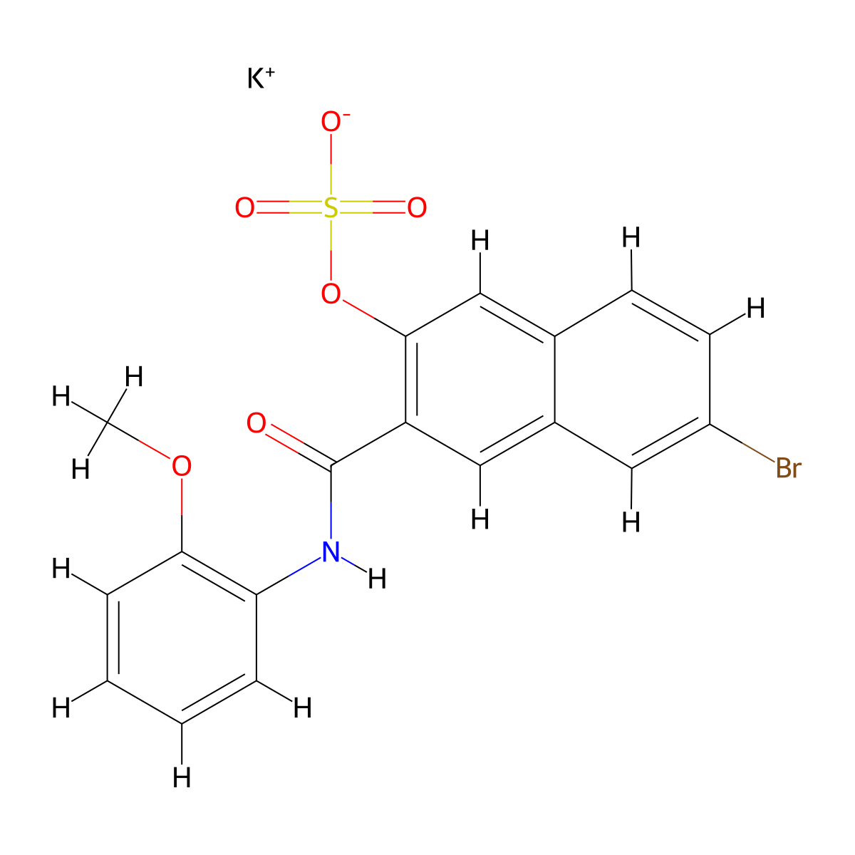 Naphthol AS-BI sulphate potassium salt molecular structure, CAS 1680-70-2