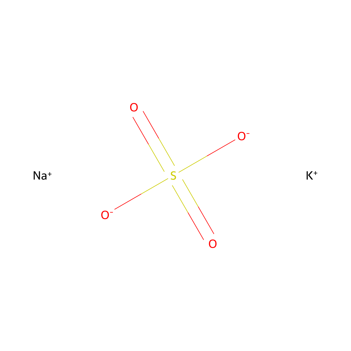 Potassium sodium sulfate molecular structure, CAS 16800-24-1