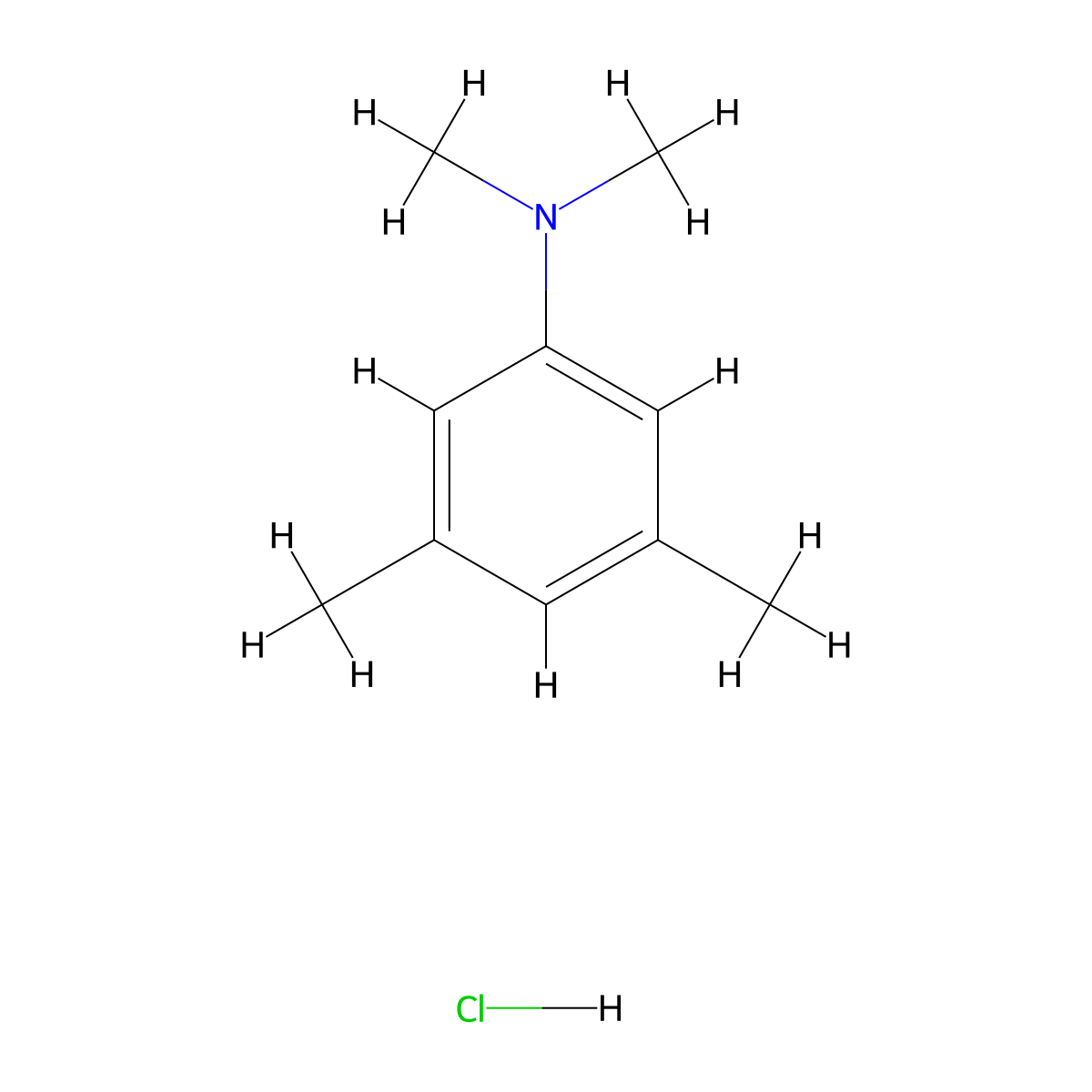 n,n,3,5-Tetramethylaniline hydrochloride molecular structure, CAS 16800-70-7