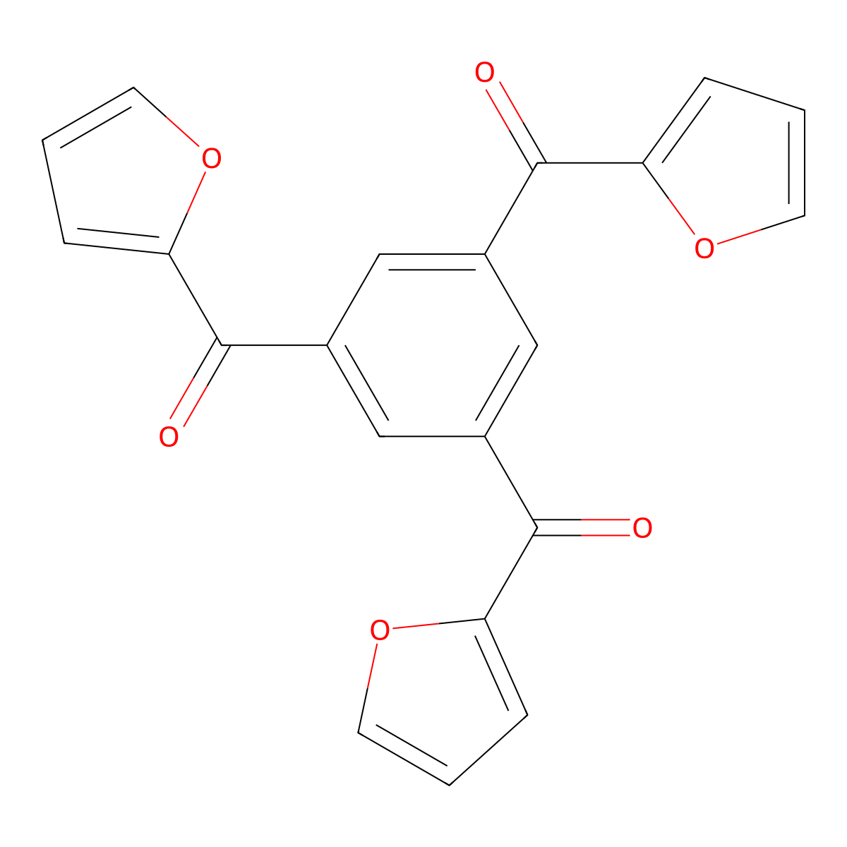 [3,5-Bis(2-furylcarbonyl)phenyl](2-furyl)methanone molecular structure, CAS 16801-56-2