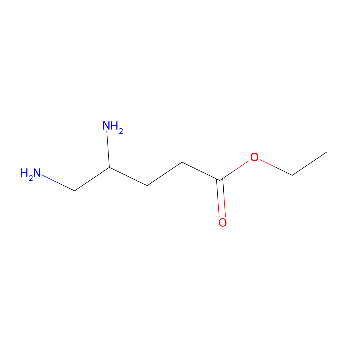Ethyl 4,5-diaminopentanoate molecular structure, CAS 168016-80-6