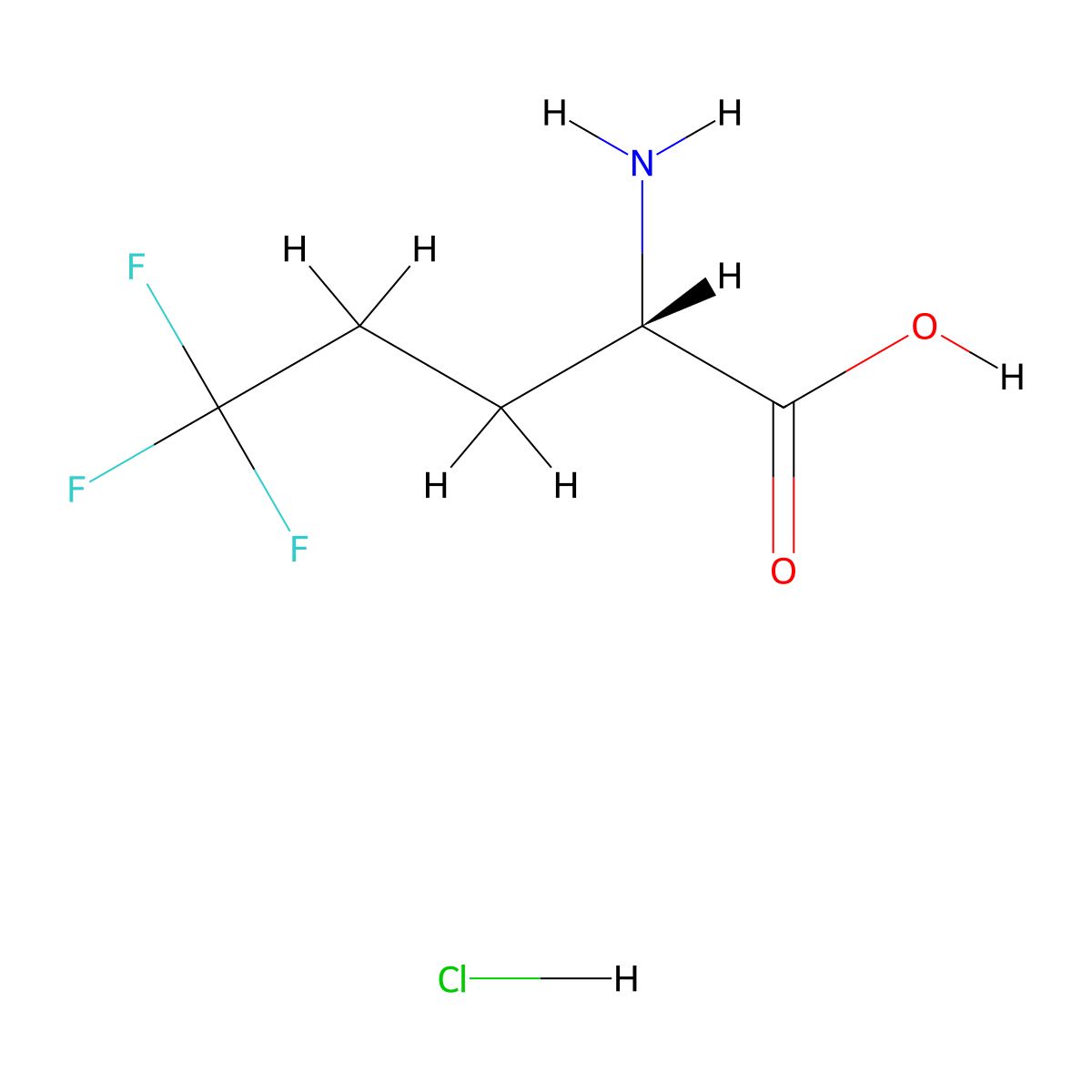 (2S)-2-amino-5,5,5-trifluoropentanoic acid hydrochloride molecular structure, CAS 1680174-93-9