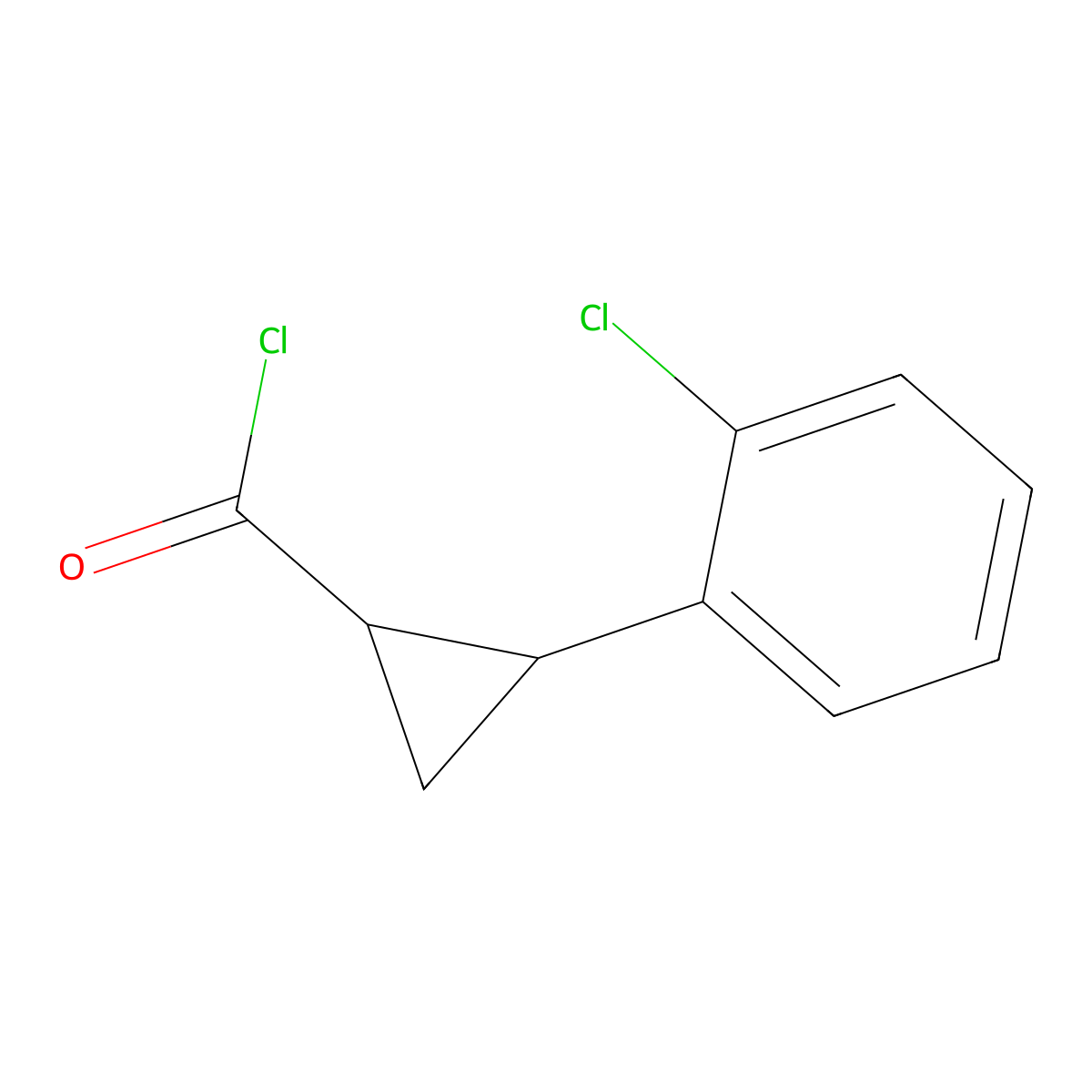 rac-(1R,2R)-2-(2-chlorophenyl)cyclopropane-1-carbonylchloride molecular structure, CAS 1680194-77-7
