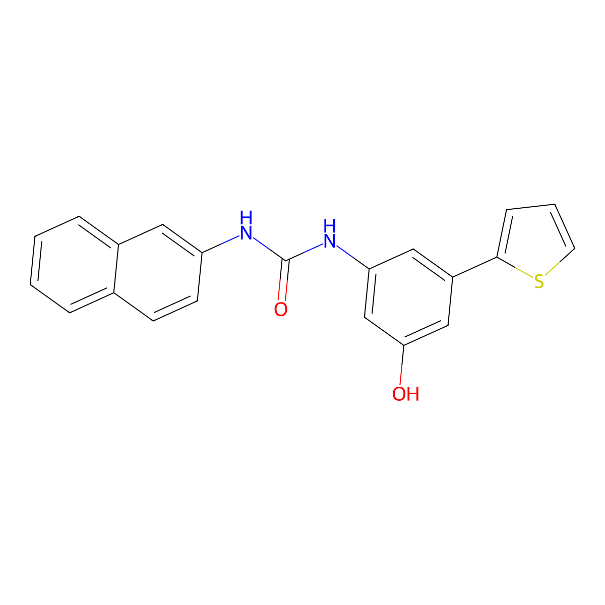 1-(3-Hydroxy-5-(thiophen-2-yl)phenyl)-3-(naphthalen-2-yl)urea molecular structure, CAS 1680196-54-6