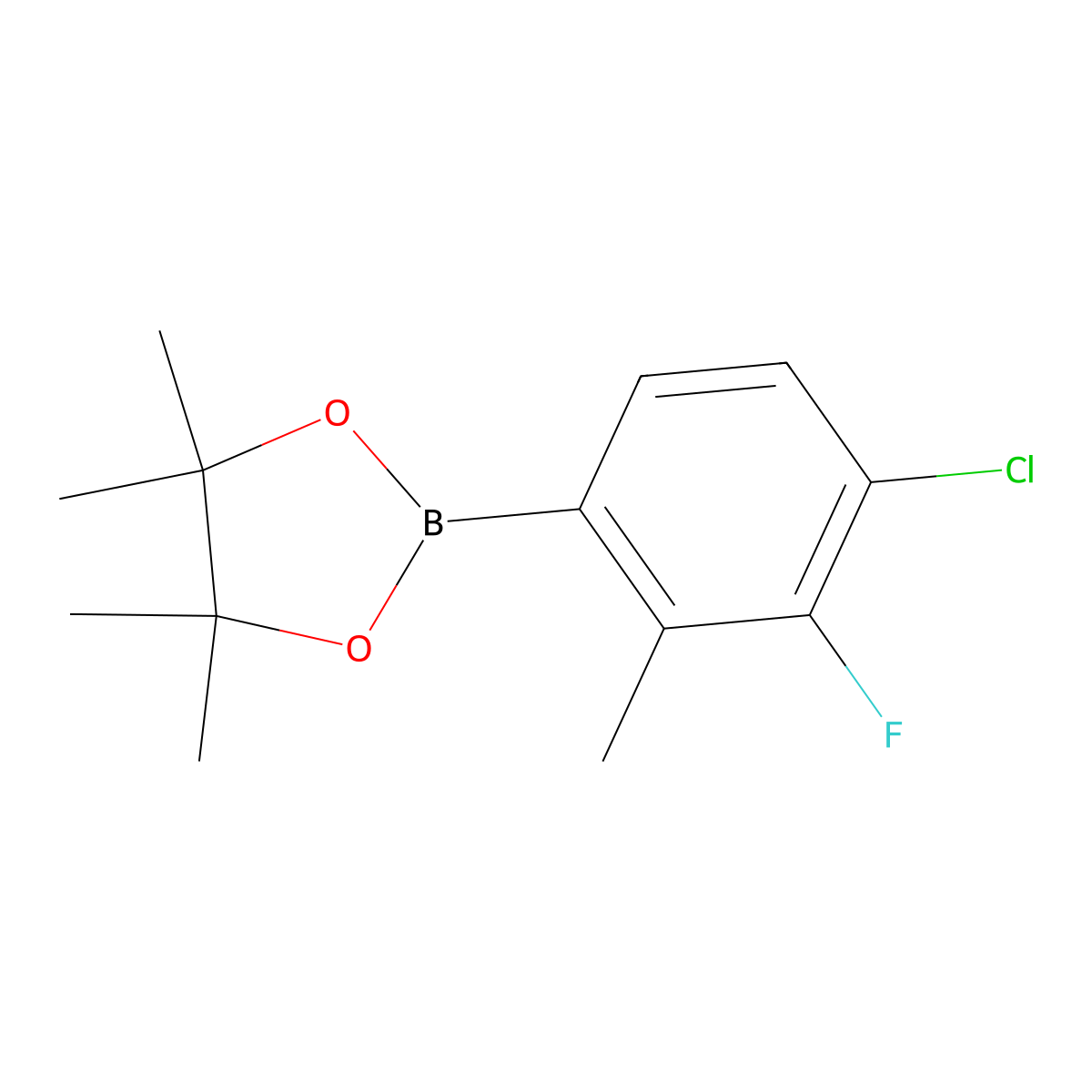 4-Chloro-3-fluoro-2-methylphenylboronic acid pinacol ester molecular structure, CAS 1680200-54-7