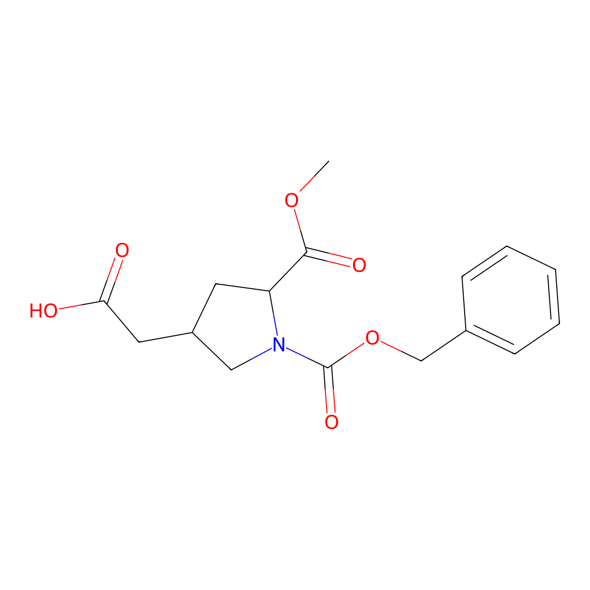 2-[(3R,5S)-1-[(benzyloxy)carbonyl]-5-(methoxycarbonyl)pyrrolidin-3-yl]acetic acid molecular structure, CAS 168034-49-9