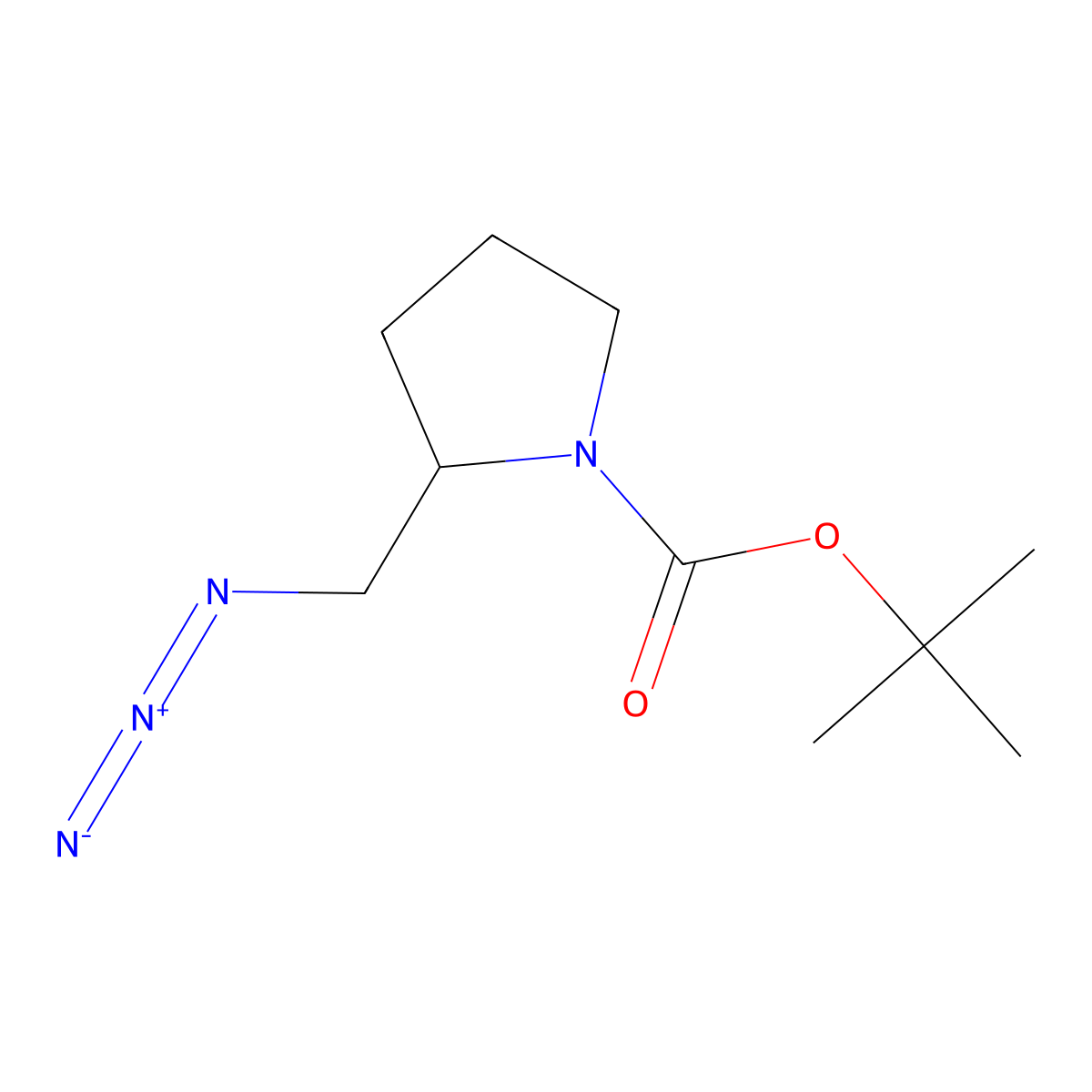 tert-Butyl (2S)-2-(azidomethyl)pyrrolidine-1-carboxylate molecular structure, CAS 168049-26-1