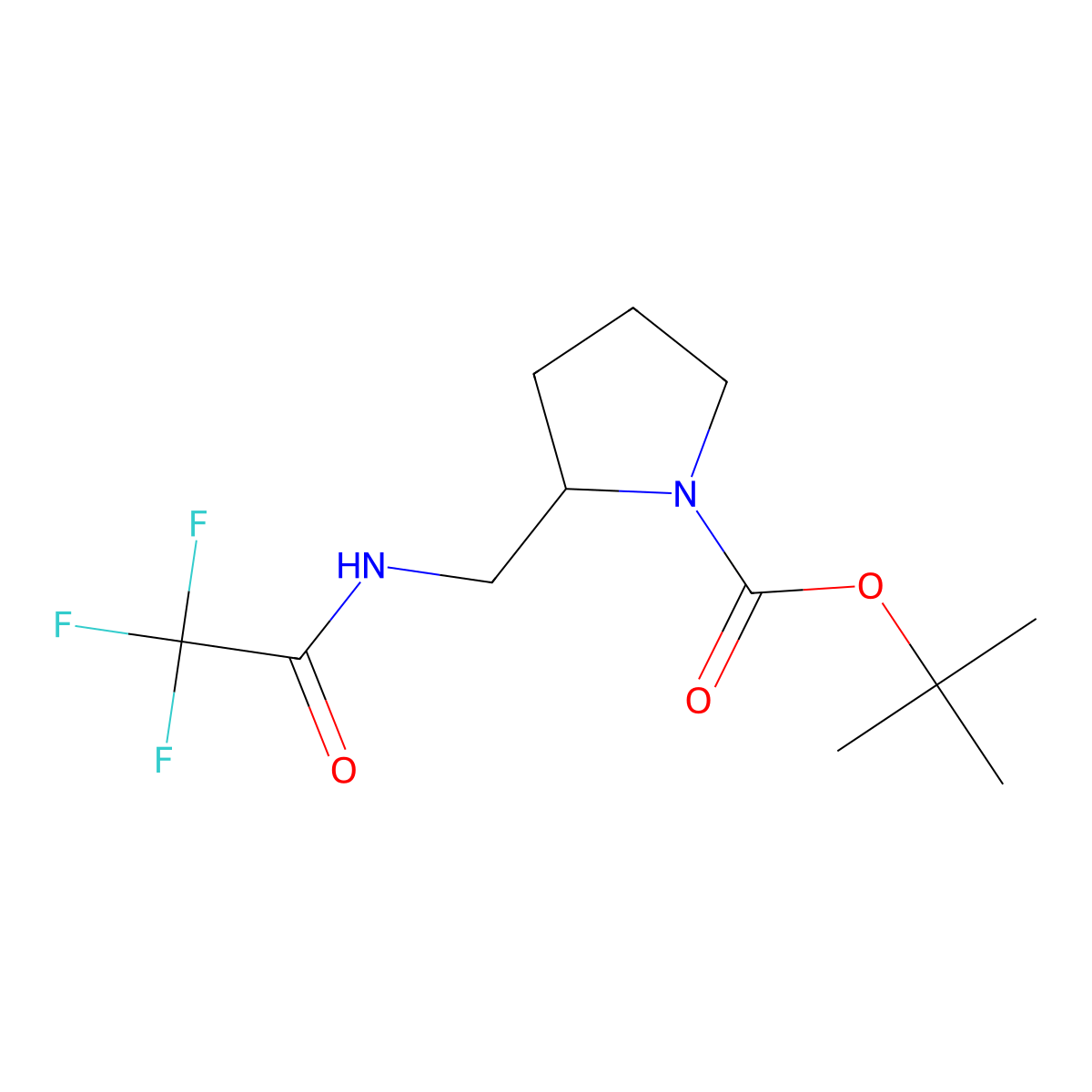 (S)-2-[(2,2,2-Trifluoro-ethanoylamino)-methyl]-pyrrolidine-1-carboxylic acid tert-butyl ester molecular structure, CAS 168049-31-8
