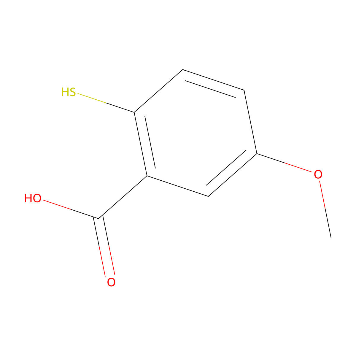 5-Methoxy-2-sulfanylbenzoic acid molecular structure, CAS 16807-37-7