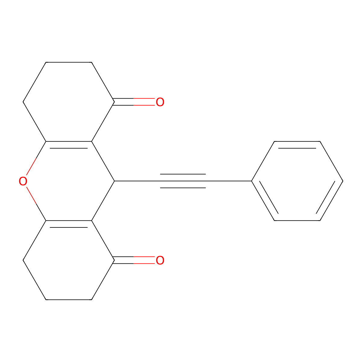 9-(Phenylethynyl)-3,4,5,6,7,9-hexahydro-1H-xanthene-1,8(2H)-dione molecular structure, CAS 16807-57-1