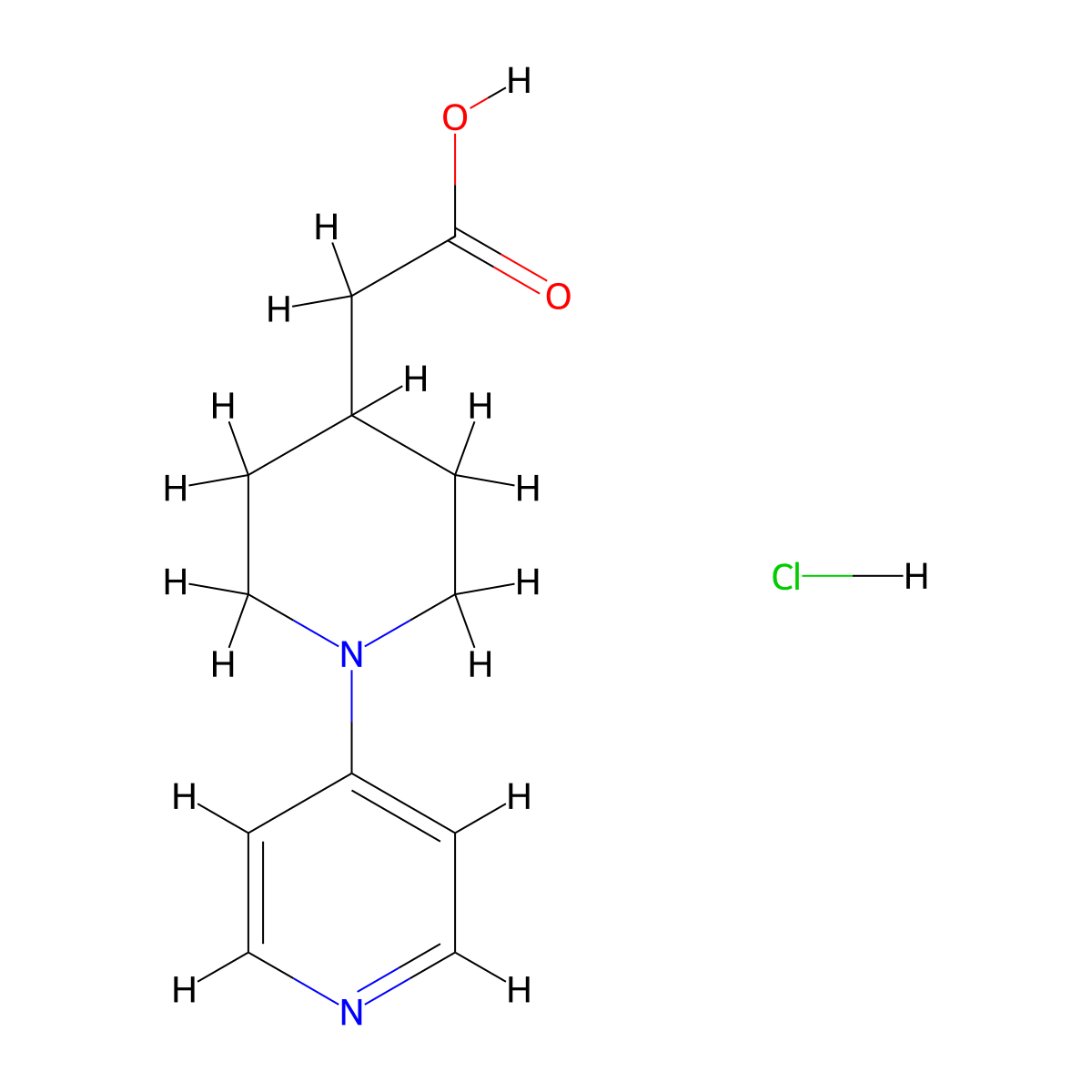 2-[1-(Pyridin-4-yl)piperidin-4-yl]acetic acid hydrochloride molecular structure, CAS 168077-31-4