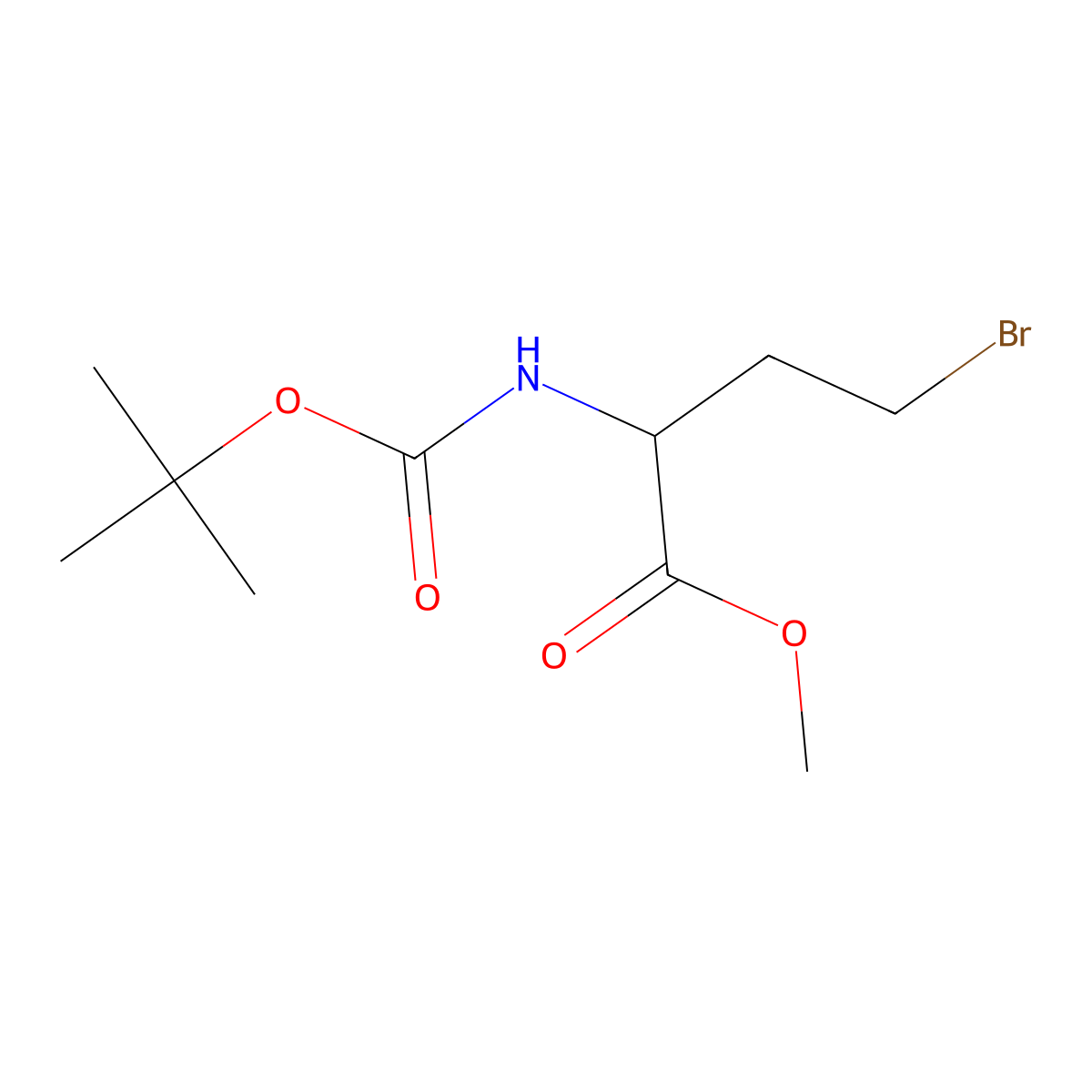 Methyl 4-bromo-2-(tert-butoxycarbonylamino)butanoate molecular structure, CAS 168077-38-1