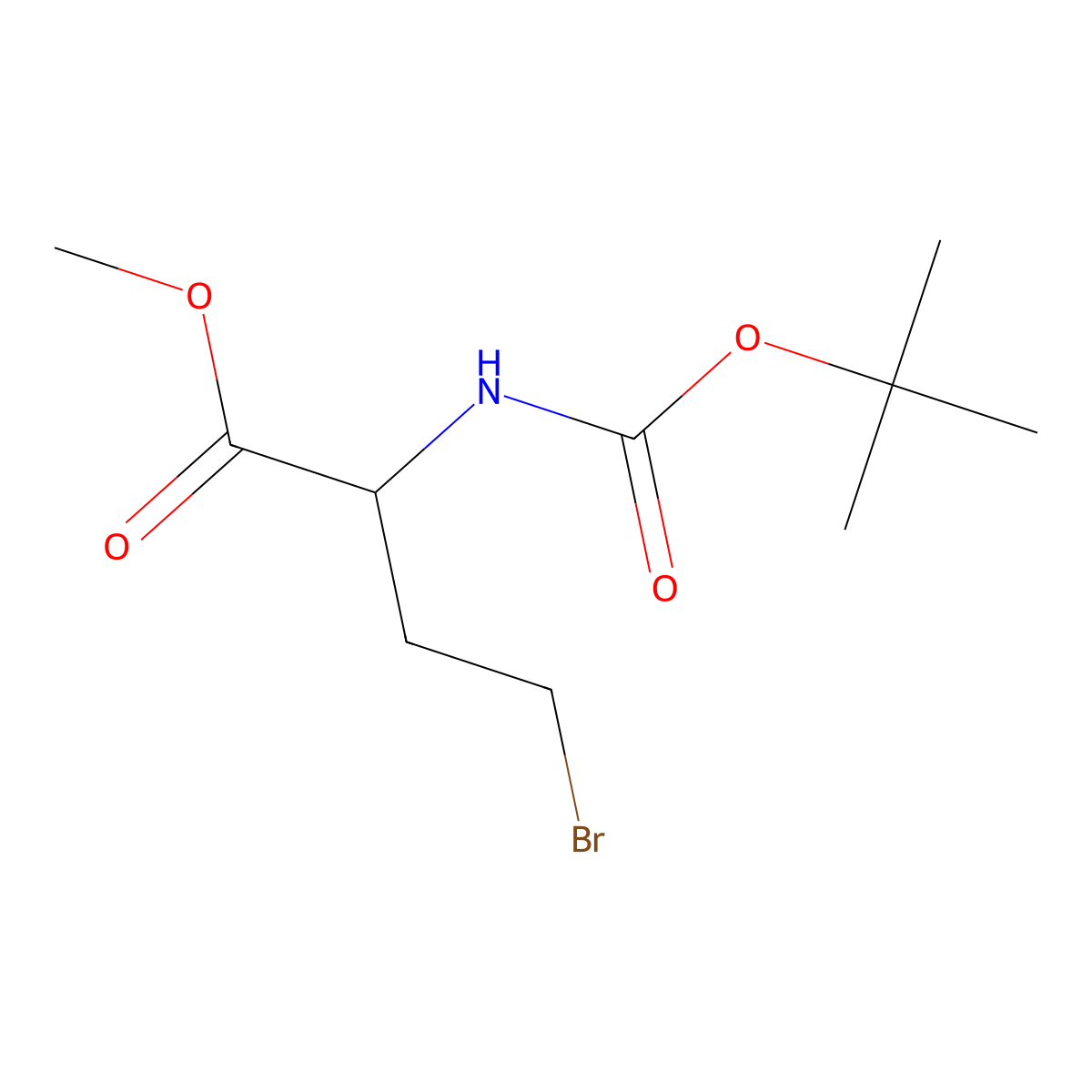 Methyl 4-bromo-2-(tert-butoxycarbonylamino)butanoate molecular structure, CAS 168077-38-1