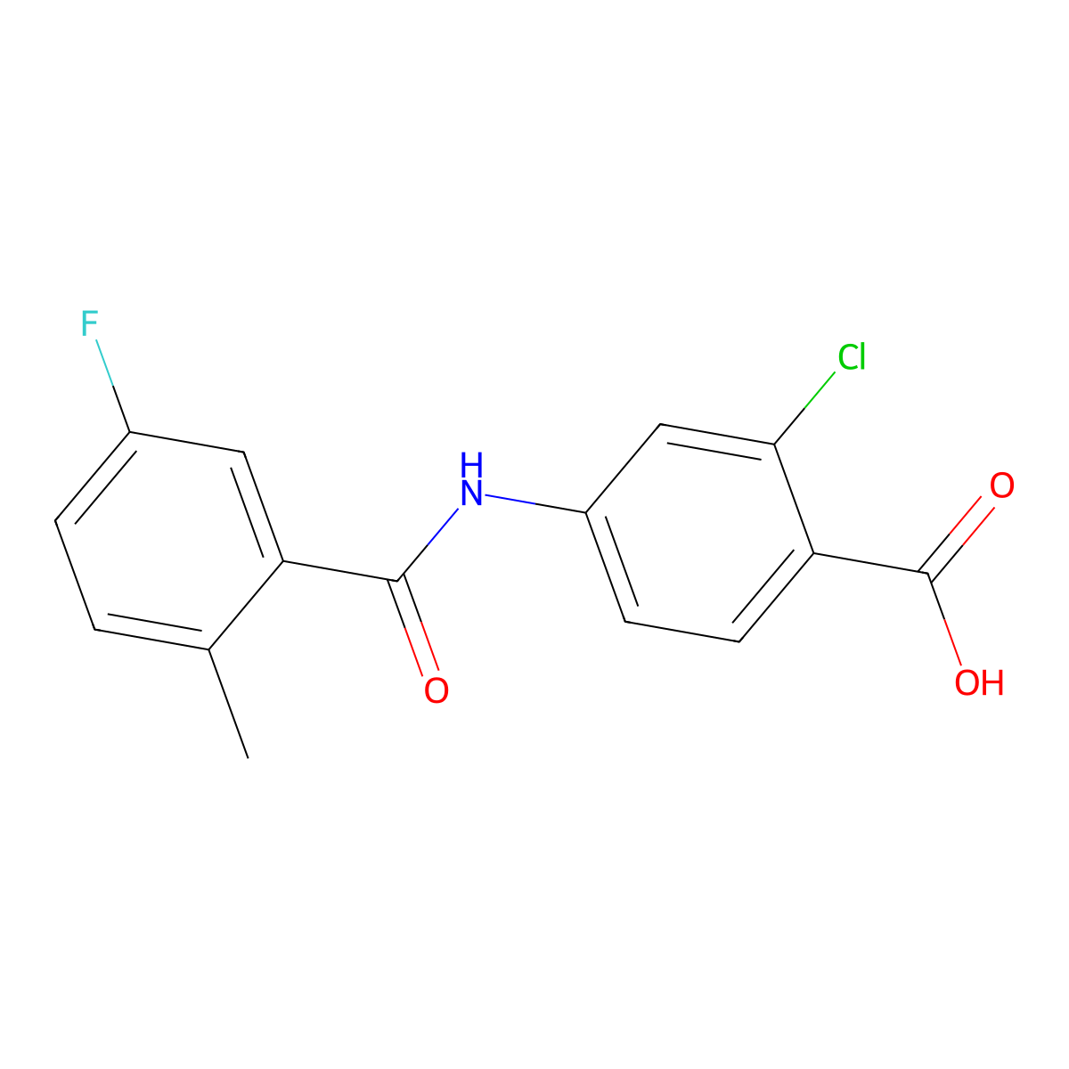 2-Chloro-4-(5-fluoro-2-methylbenzamido)benzoic acid molecular structure, CAS 168080-49-7
