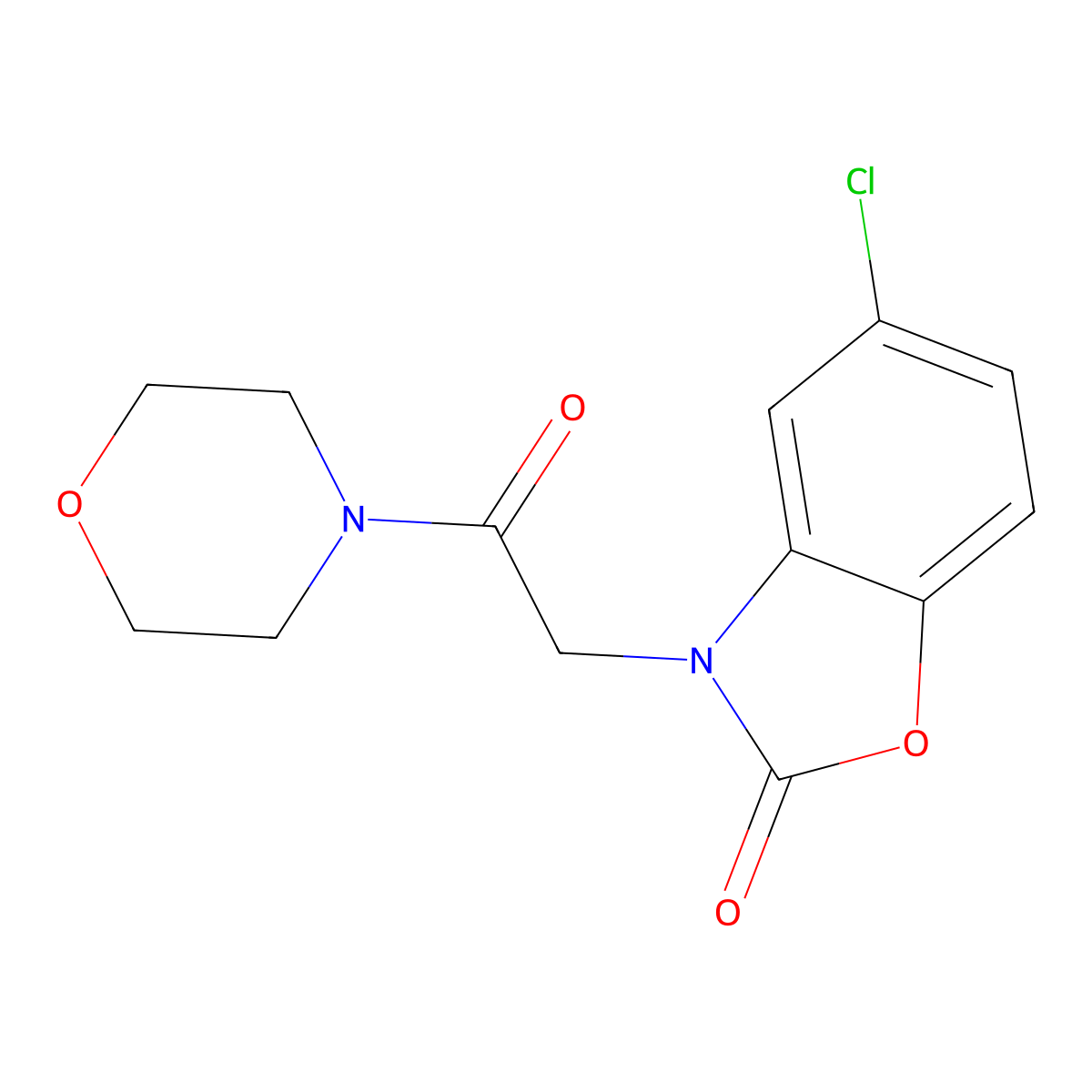 5-chloro-3-[2-(morpholin-4-yl)-2-oxoethyl]-1,3-benzoxazol-2(3H)-one molecular structure, CAS 168083-64-5