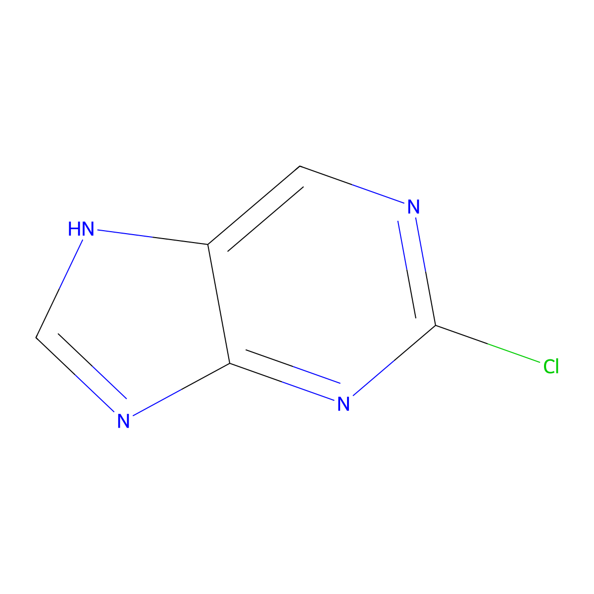 2-chloro-7H-purine molecular structure, CAS 1681-15-8