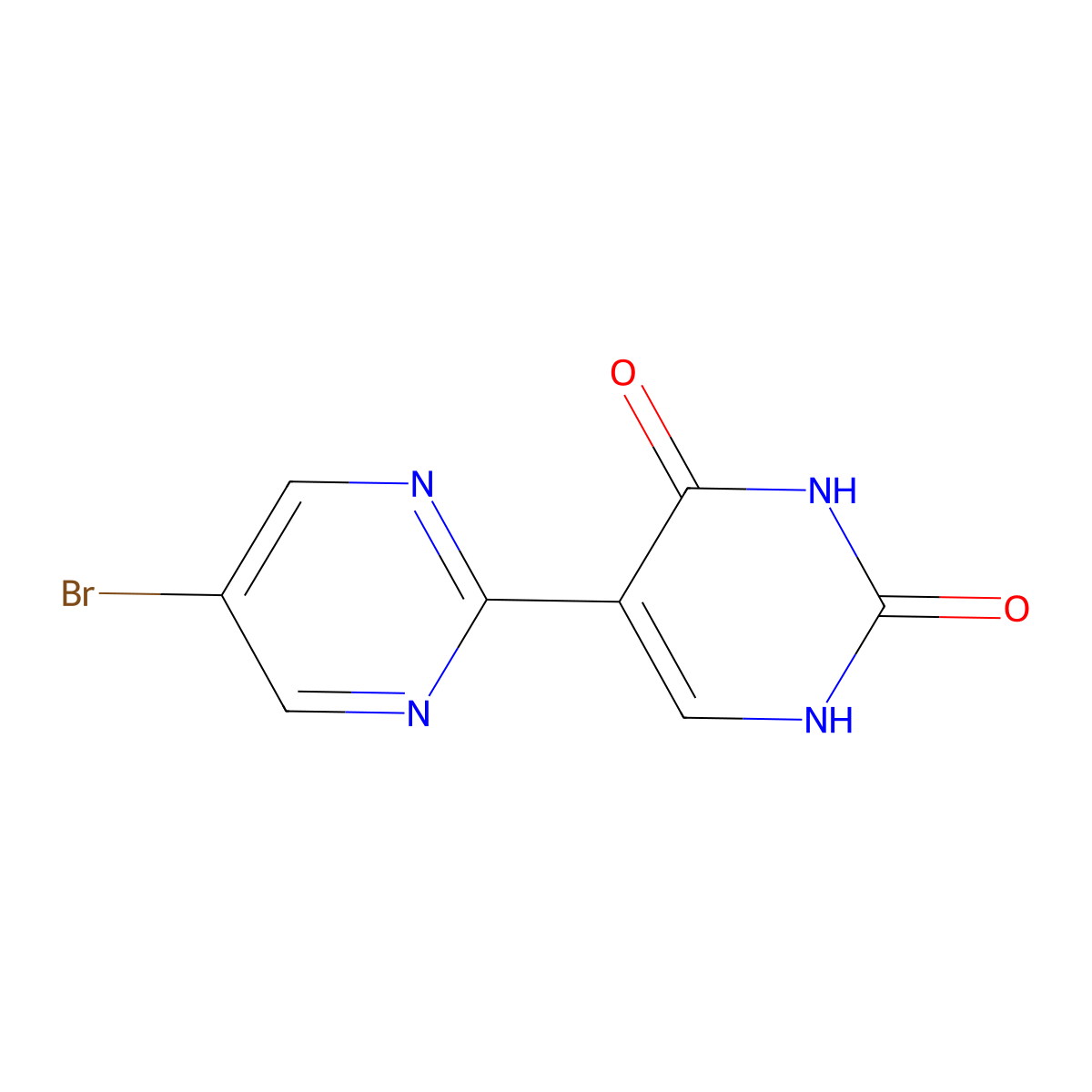 5-(5-Bromopyrimidin-2-yl)-1H-pyrimidine-2,4-dione molecular structure, CAS 1681007-08-8