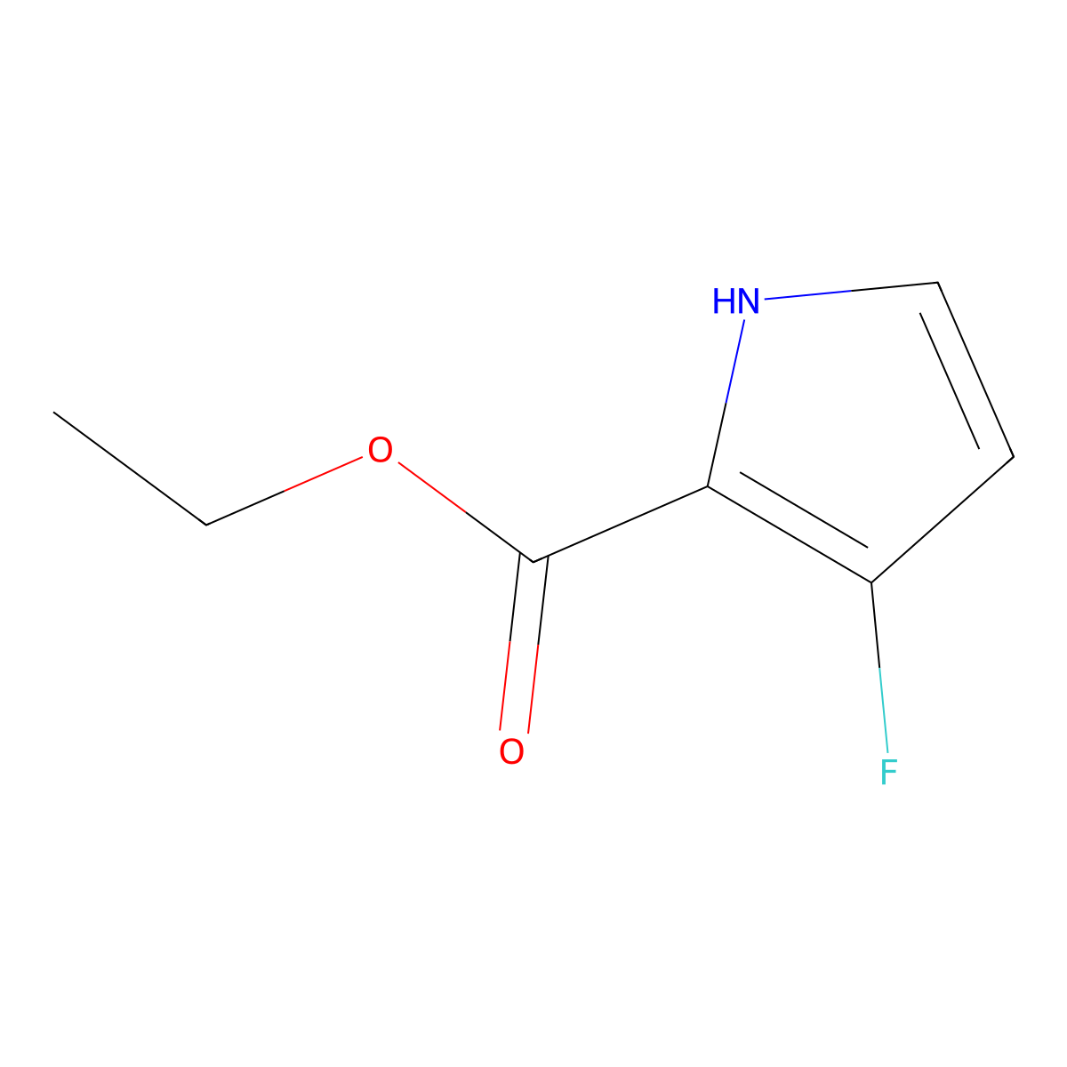 Ethyl 3-fluoro-1H-pyrrole-2-carboxylate molecular structure, CAS 168102-05-4