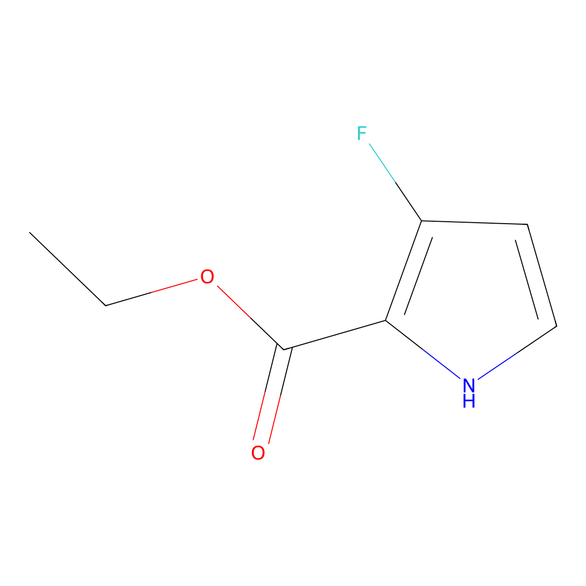 Ethyl 3-fluoro-1H-pyrrole-2-carboxylate molecular structure, CAS 168102-05-4