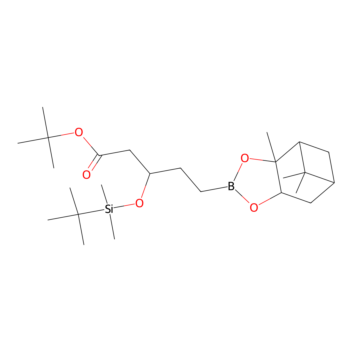 tert-butyl (3S)-3-[tert-butyl(dimethyl)silyl]oxy-5-[(2S,6R)-2,9,9-trimethyl-3,5-dioxa-4-boratricyclo[6.1.1.02,6]decan-4-yl]pentanoate molecular structure, CAS 1681053-95-1