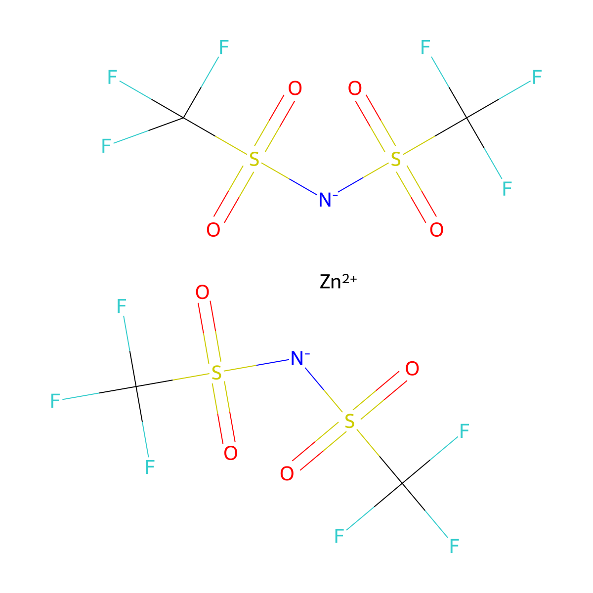 Zinc bis(trifluoromethylsulfonyl)imide molecular structure, CAS 168106-25-0