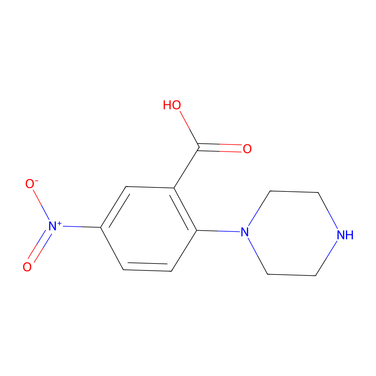 5-nitro-2-piperazin-1-yl-benzoic Acid molecular structure, CAS 168123-39-5