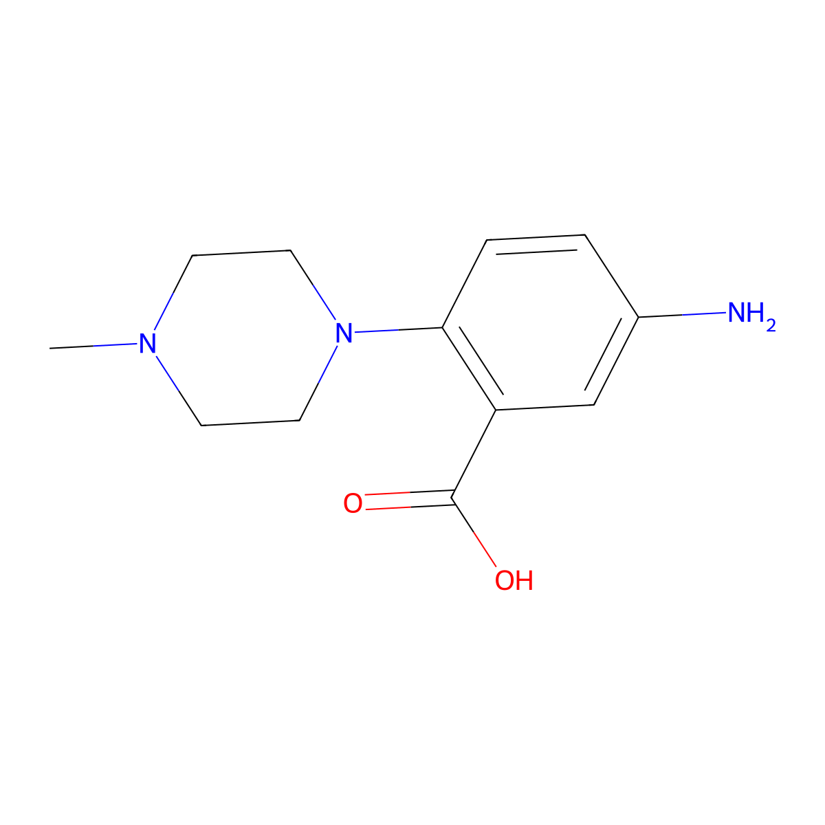 5-Amino-2-(4-methylpiperazin-1-yl)benzoic acid molecular structure, CAS 168123-44-2