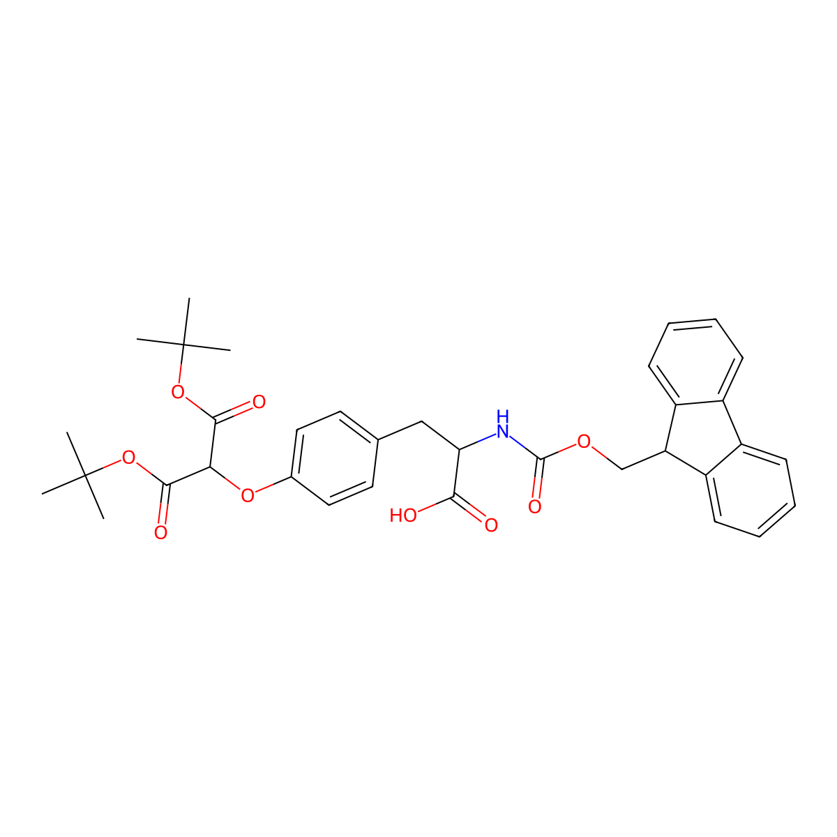 Fmoc-Tyr(Malonyl-Di-Otbu)-OH molecular structure, CAS 168135-77-1
