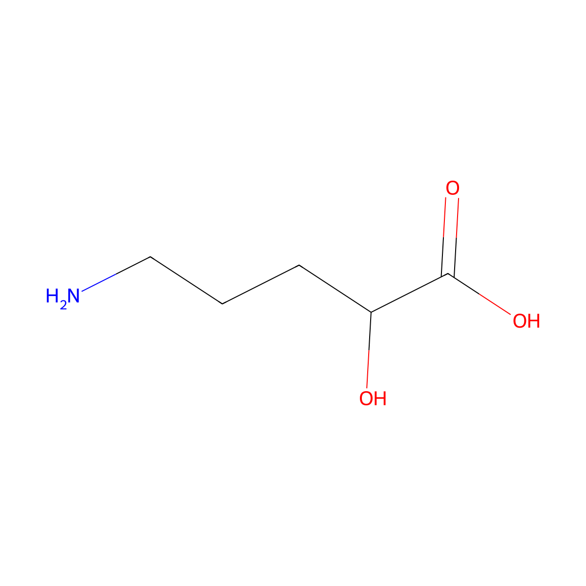 (S)-5-amino-2-hydroxypentanoic acid molecular structure, CAS 16814-81-6