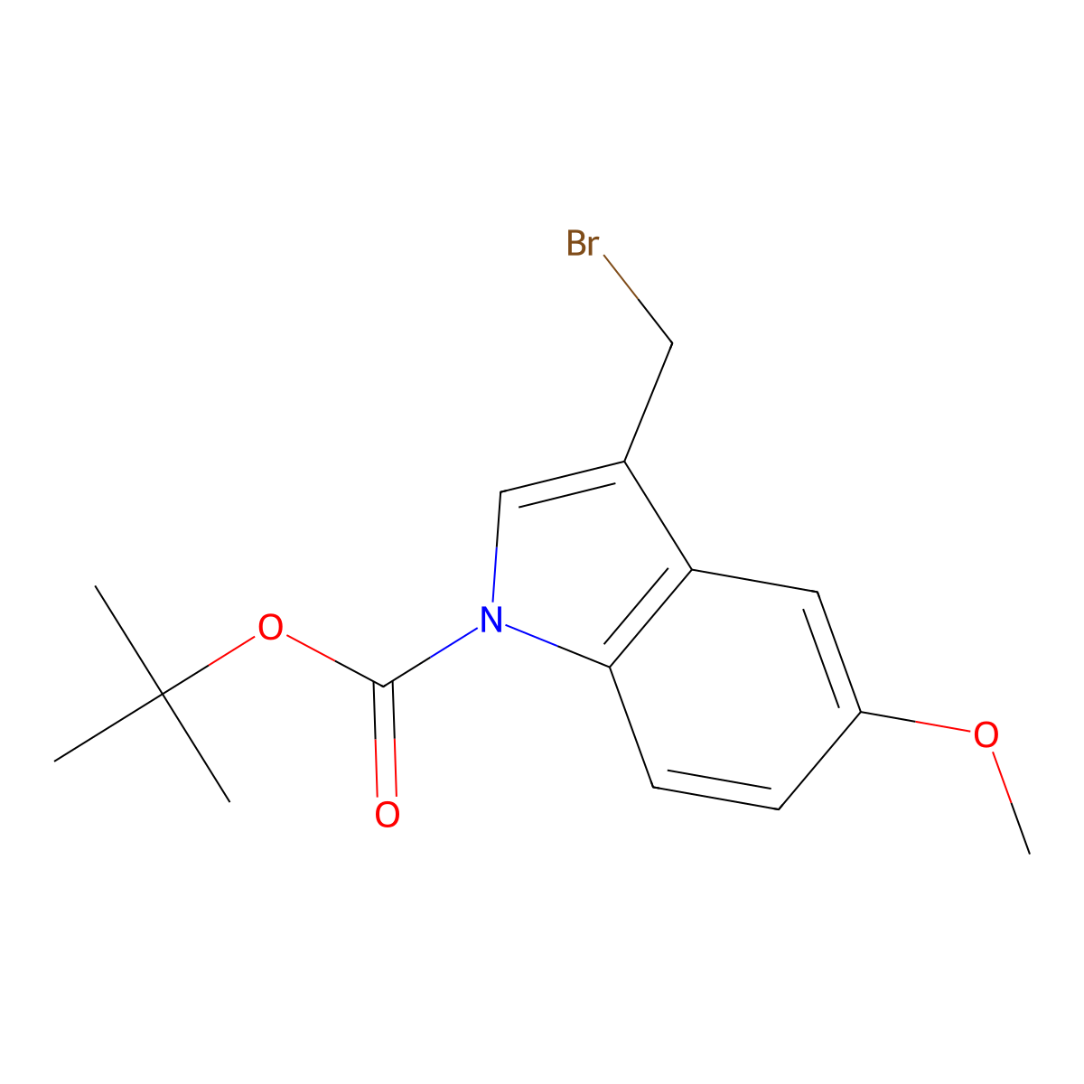 Tert-butyl 3-(bromomethyl)-5-methoxy-1H-indole-1-carboxylate molecular structure, CAS 168143-74-6