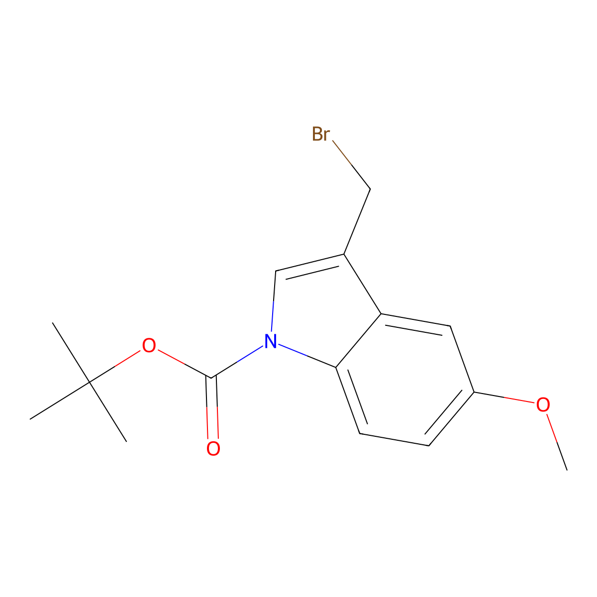 Tert-butyl 3-(bromomethyl)-5-methoxy-1H-indole-1-carboxylate molecular structure, CAS 168143-74-6