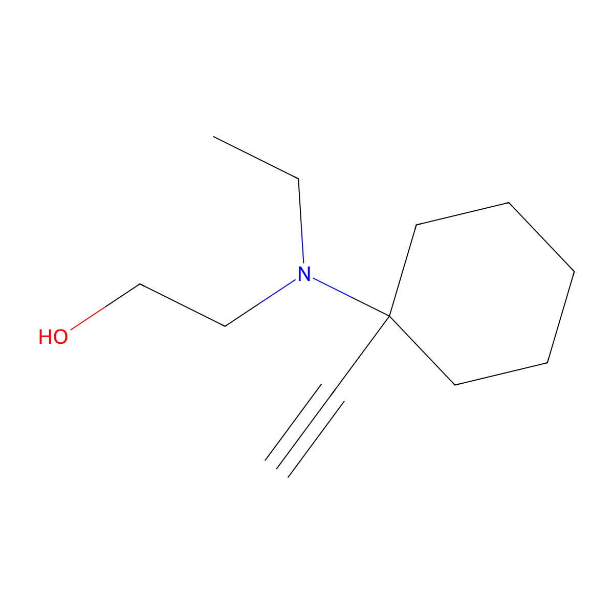 2-(Ethyl(1-ethynylcyclohexyl)amino)ethan-1-ol molecular structure, CAS 16815-48-8