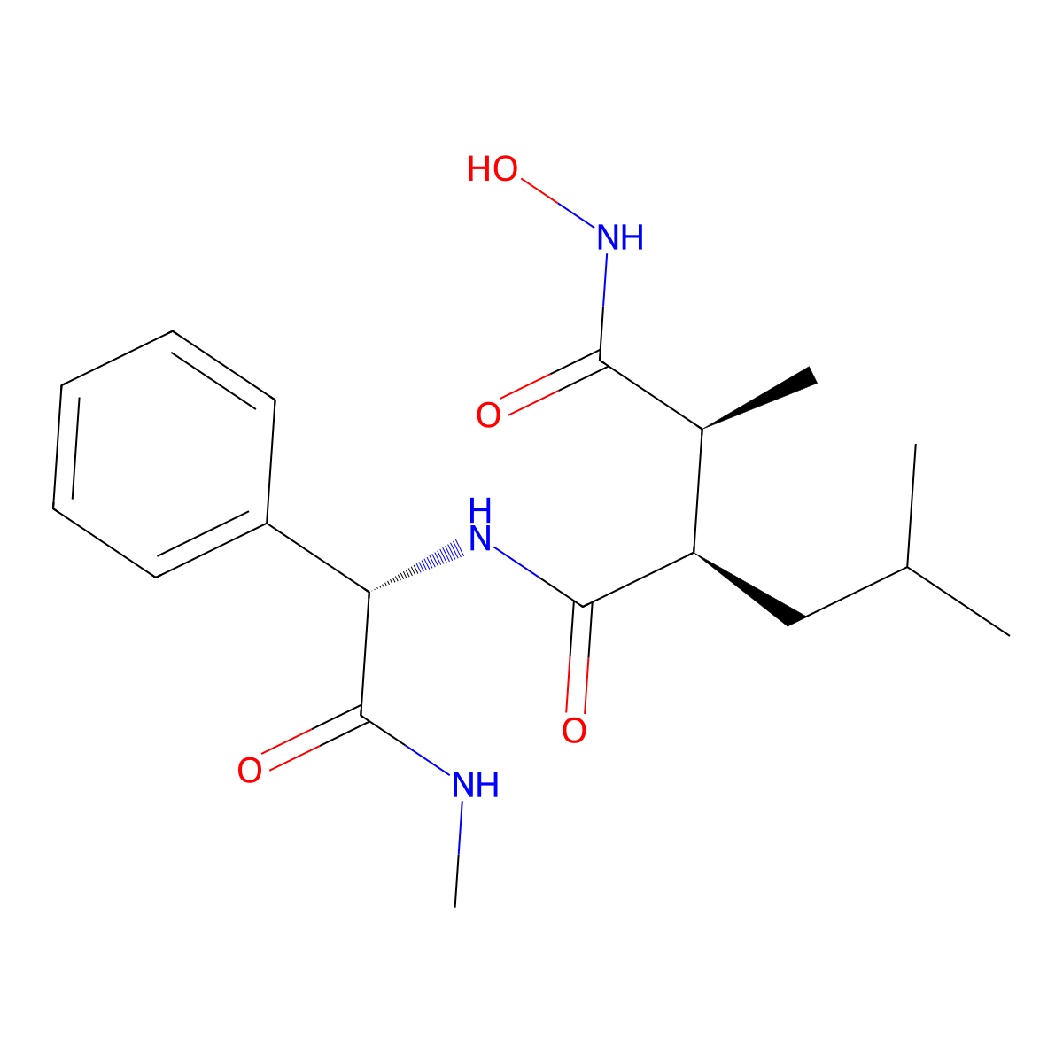 (2s,3r)-n1-hydroxy-2-methyl-n4-[(1S)-2-(methylamino)-2-oxo-1-phenylethyl]-3-(2-methylpropyl)butanediamide molecular structure, CAS 168158-16-5