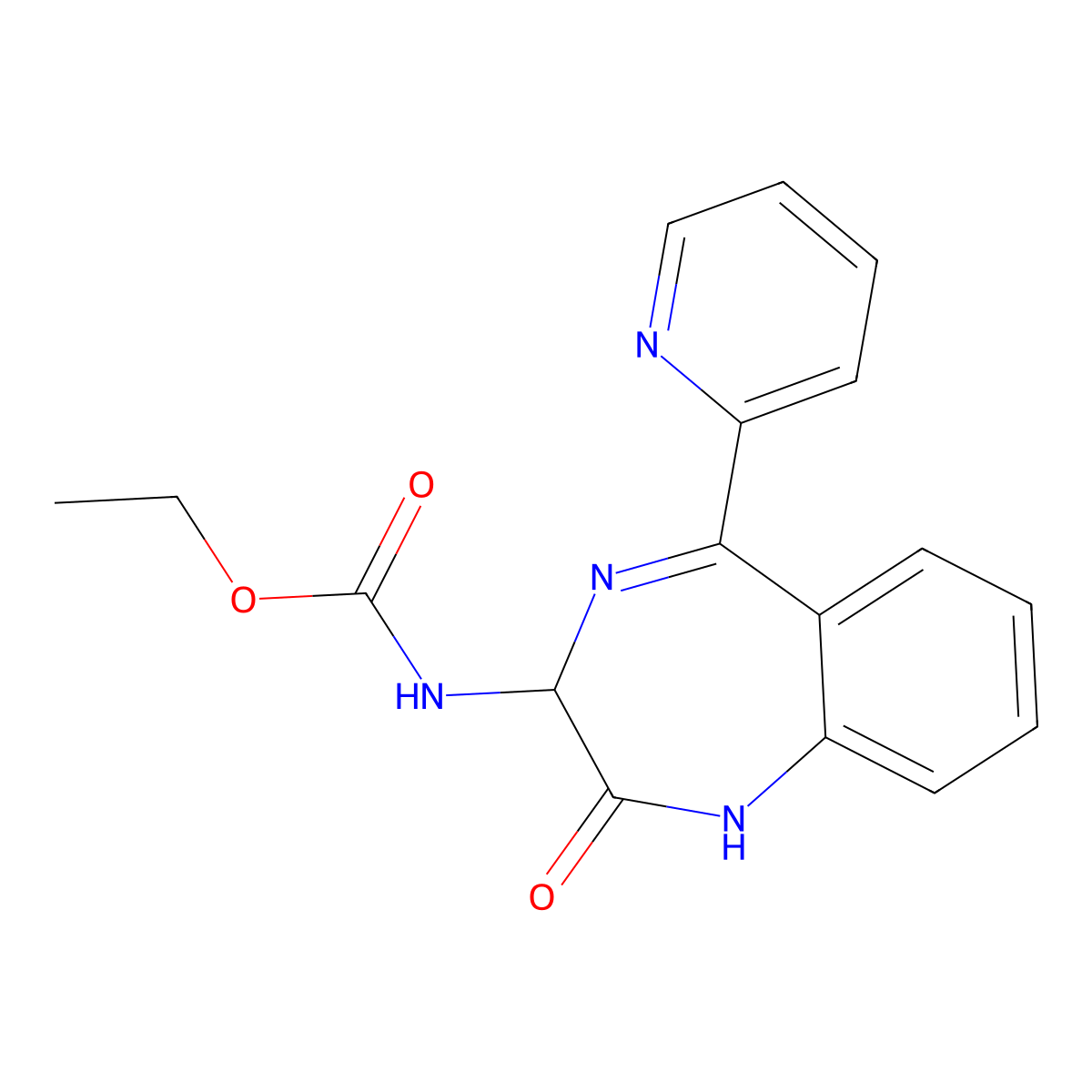ethyl N-[2-oxo-5-(pyridin-2-yl)-2,3-dihydro-1H-1,4-benzodiazepin-3-yl]carbamate molecular structure, CAS 168162-20-7