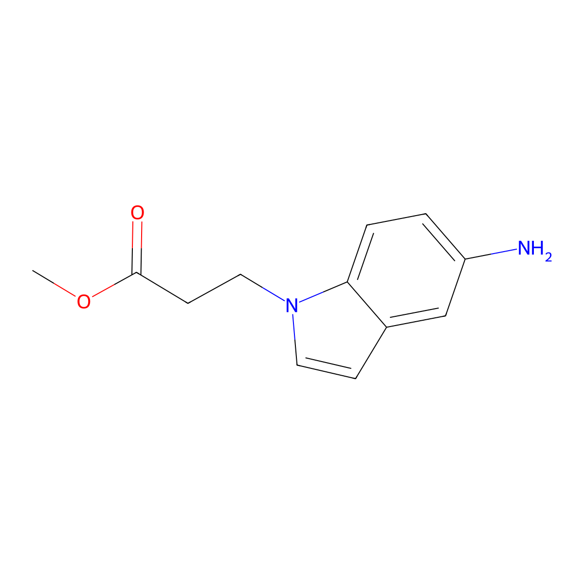 Methyl 3-(5-amino-1H-indol-1-yl)propanoate molecular structure, CAS 168166-75-4