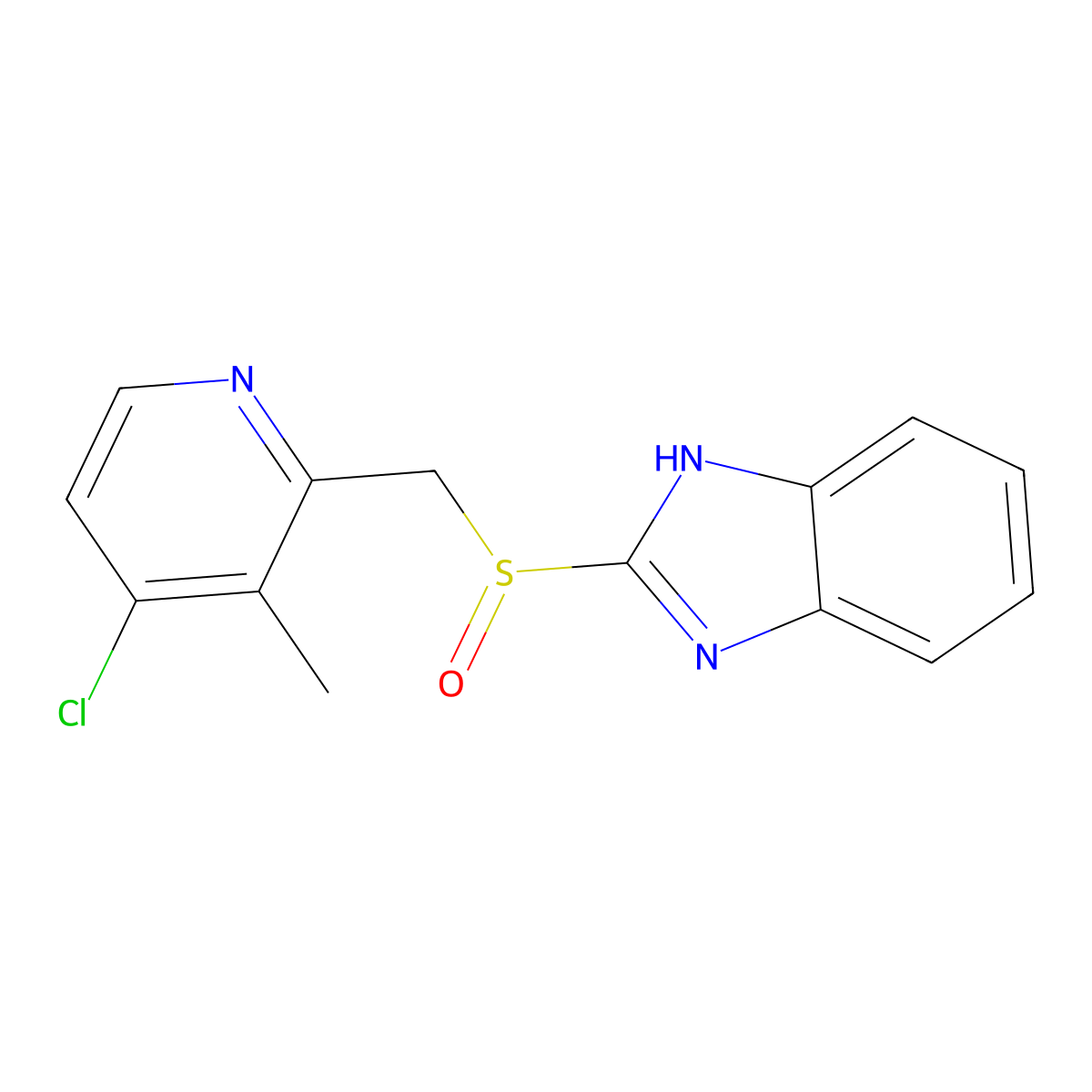 2-(((4-Chloro-3-methyl-2-pyridinyl)methyl)sulfinyl)-1H-benzimidazole molecular structure, CAS 168167-42-8
