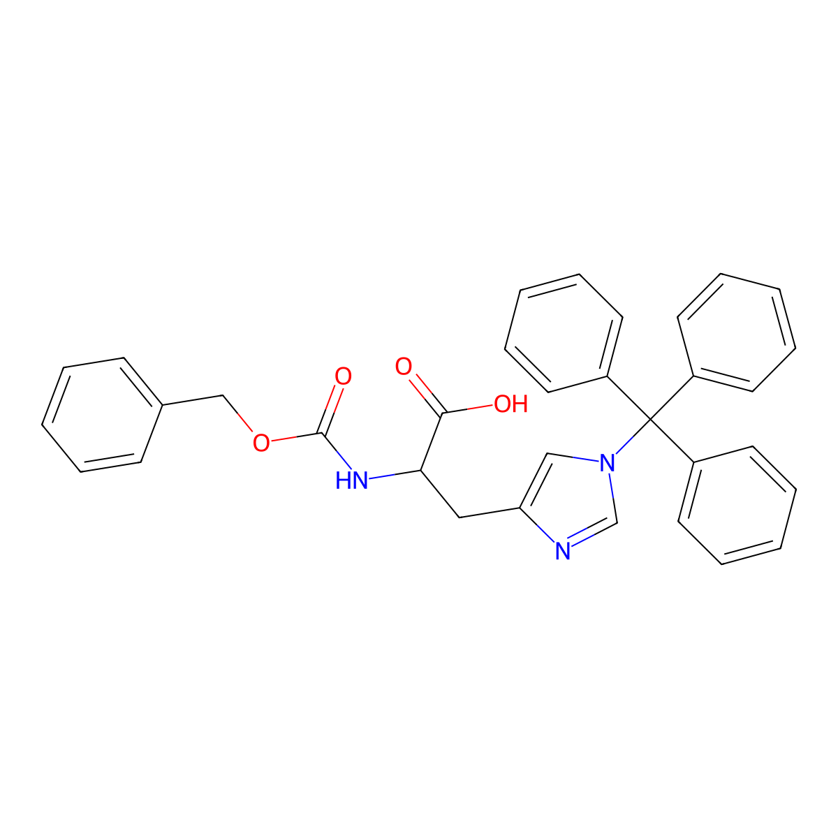 (R)-2-(((Benzyloxy)carbonyl)amino)-3-(1-trityl-1H-imidazol-4-yl)propanoic acid molecular structure, CAS 168176-04-3