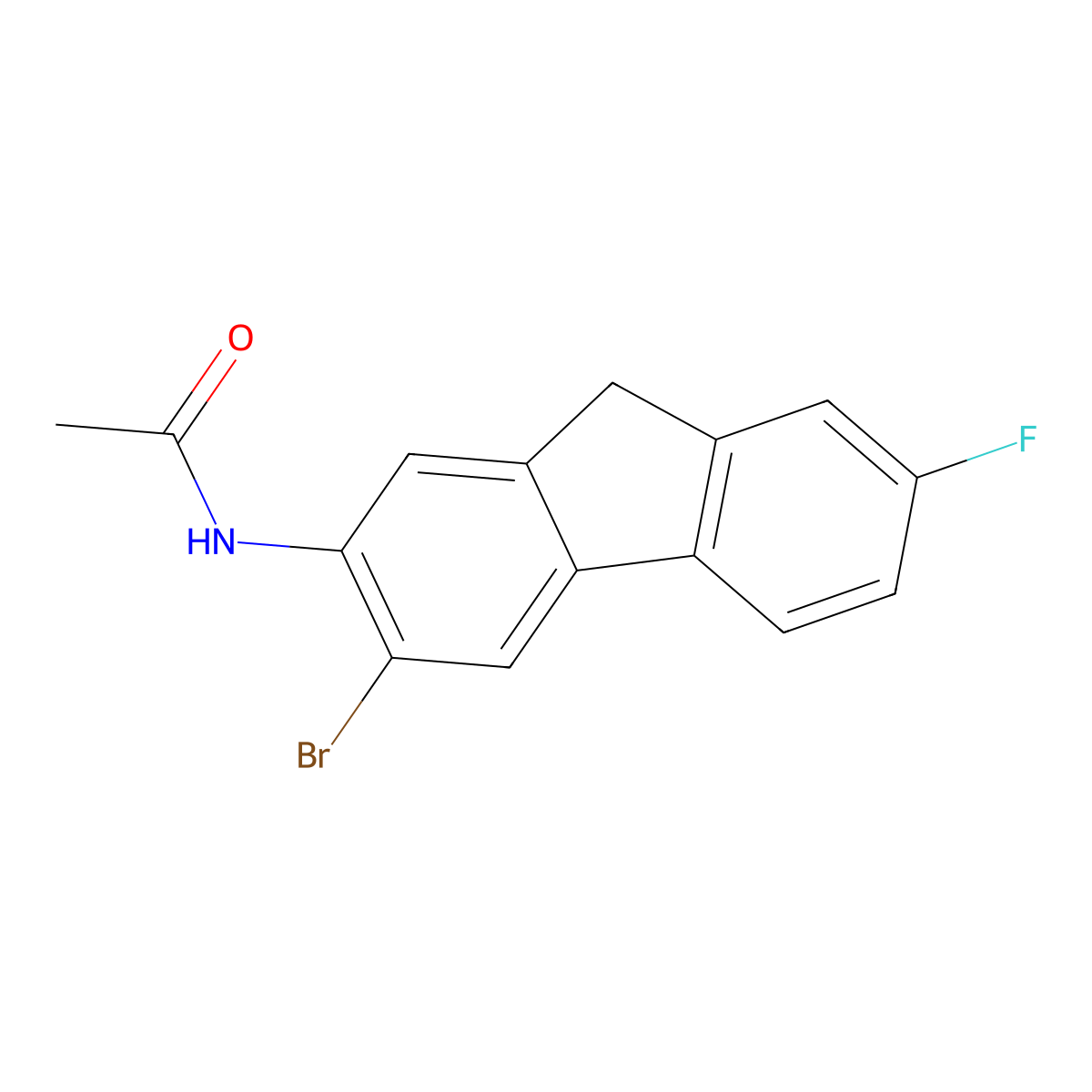 N-(3-Bromo-7-fluoro-9H-fluoren-2-yl)acetamide molecular structure, CAS 1682-42-4