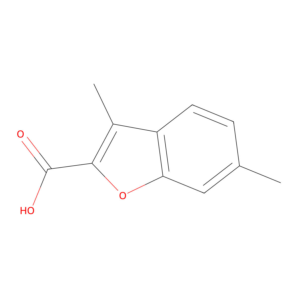 3,6-Dimethyl-1-benzofuran-2-carboxylic acid molecular structure, CAS 16820-37-4