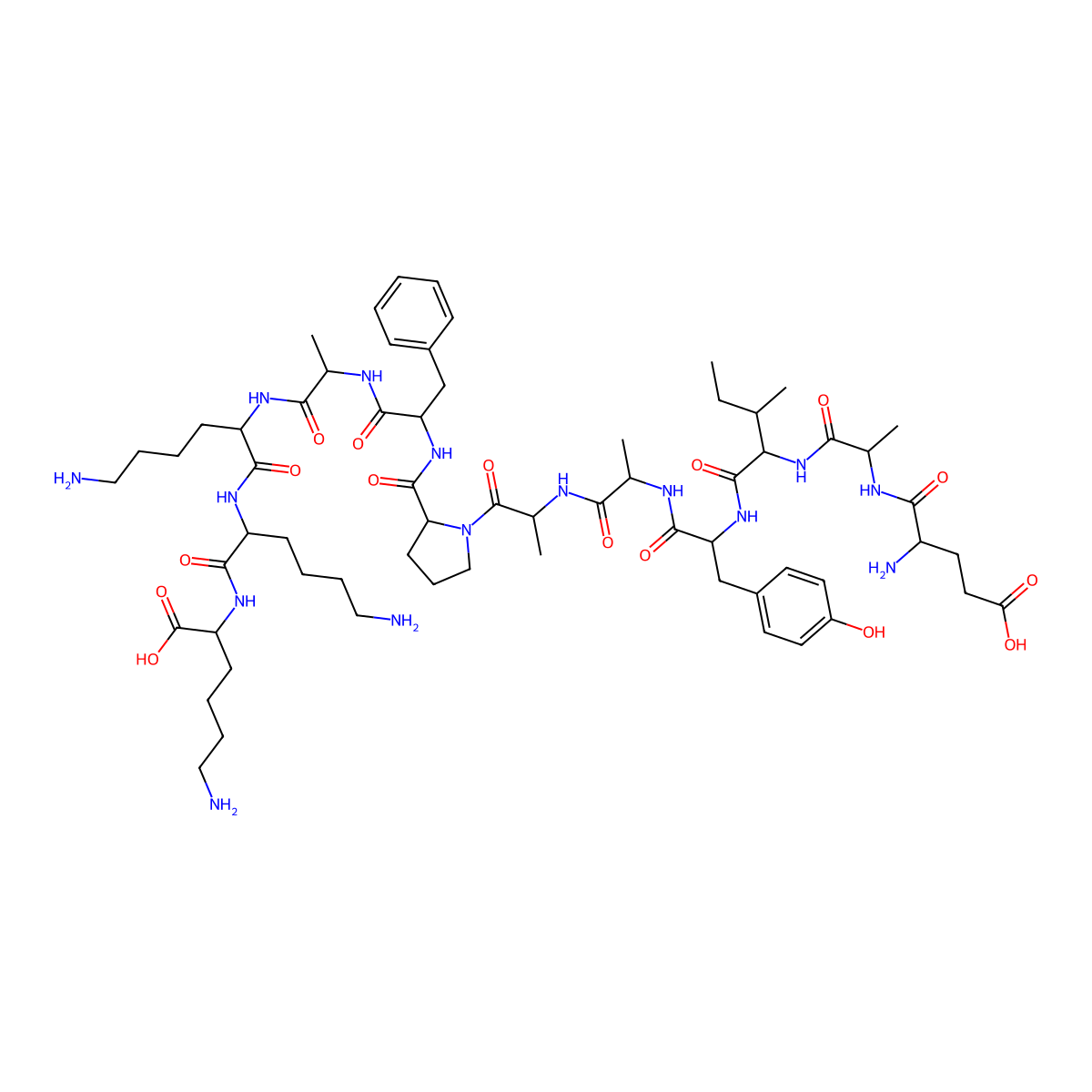 H-Glu-Ala-Ile-Tyr-Ala-Ala-Pro-Phe-Ala-Lys-Lys-Lys-OH molecular structure, CAS 168202-46-8