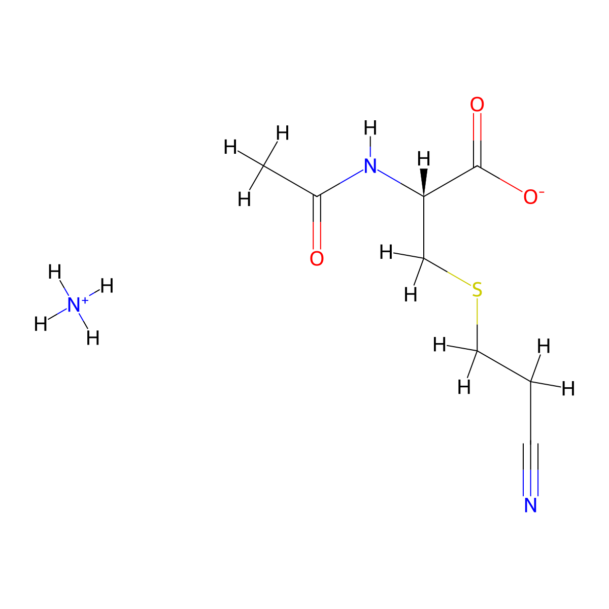 N-Acetyl-S-(2-cyanoethyl)-L-cysteine ammonium salt molecular structure, CAS 168208-30-8