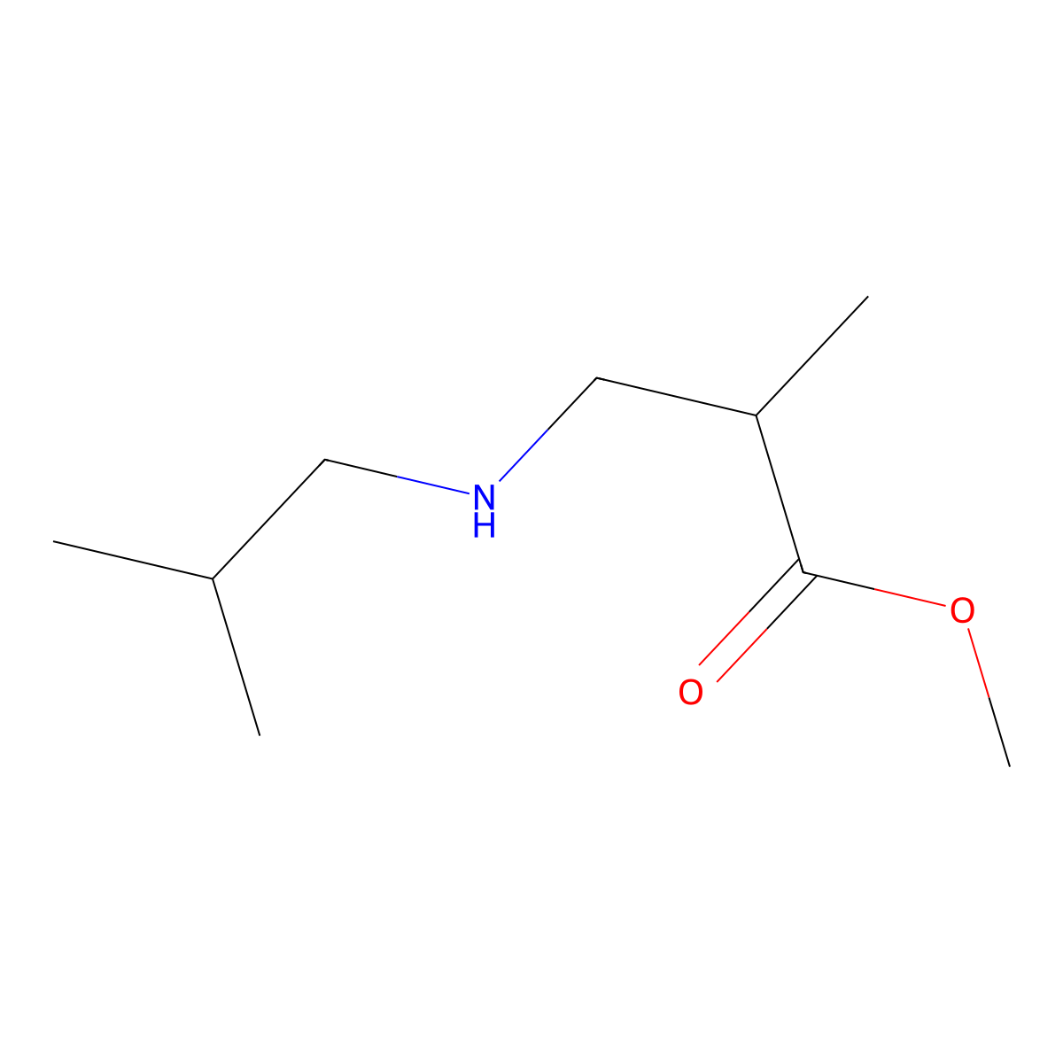 Methyl 2-methyl-3-[(2-methylpropyl)amino]propanoate molecular structure, CAS 168209-18-5