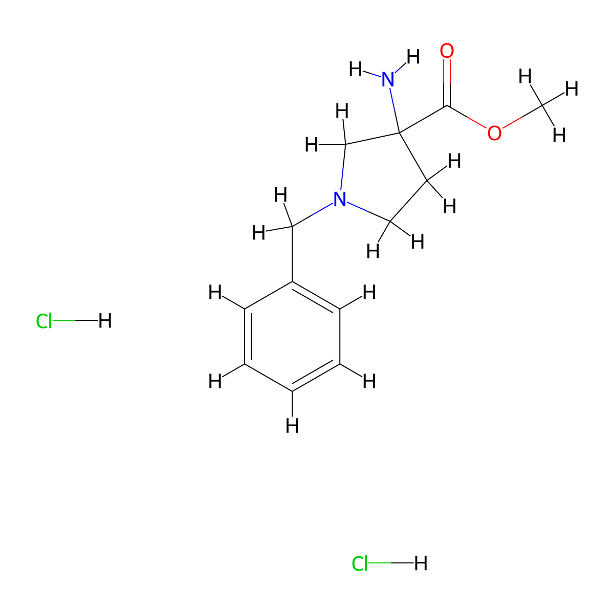 Methyl 3-amino-1-benzylpyrrolidine-3-carboxylate dihydrochloride molecular structure, CAS 168210-69-3