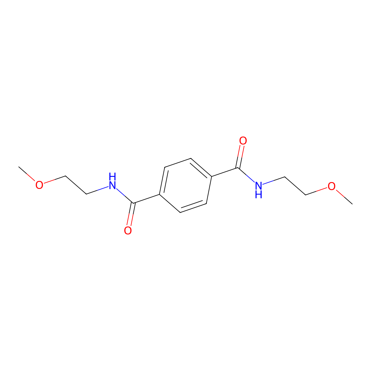 1-N,4-N-bis(2-methoxyethyl)benzene-1,4-dicarboxamide molecular structure, CAS 168211-63-0