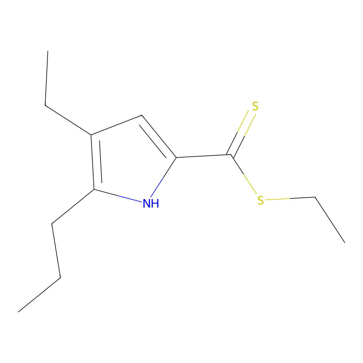 ethyl 4-ethyl-5-propyl-1H-pyrrole-2-carbodithioate molecular structure, CAS 168212-46-2
