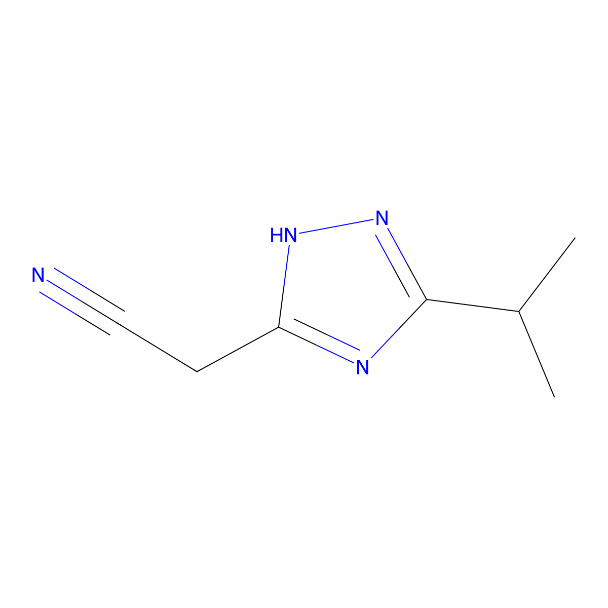 2-[5-(propan-2-yl)-4H-1,2,4-triazol-3-yl]acetonitrile molecular structure, CAS 168260-22-8