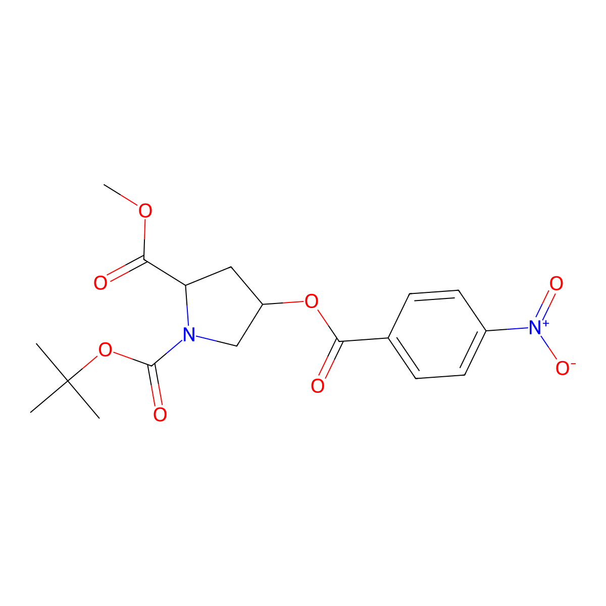 (2S,4S)-1-tert-Butyl 2-methyl 4-((4-nitrobenzoyl)oxy)pyrrolidine-1,2-dicarboxylate molecular structure, CAS 168264-25-3