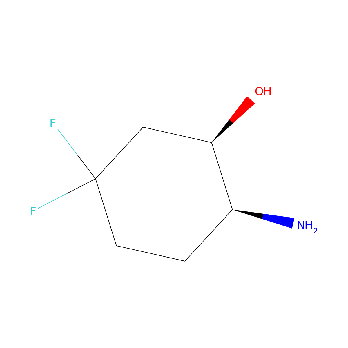Rel-(1R,2S)-2-amino-5,5-difluorocyclohexan-1-ol molecular structure, CAS 1682655-21-5