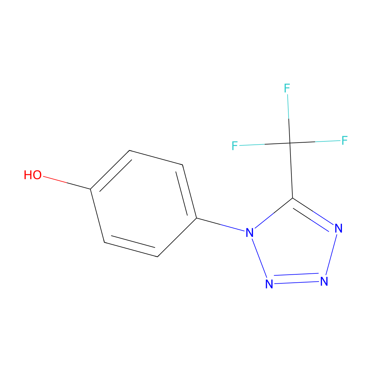 4-(5-Trifluoromethyl-tetrazol-1-YL)-phenol molecular structure, CAS 168267-75-2
