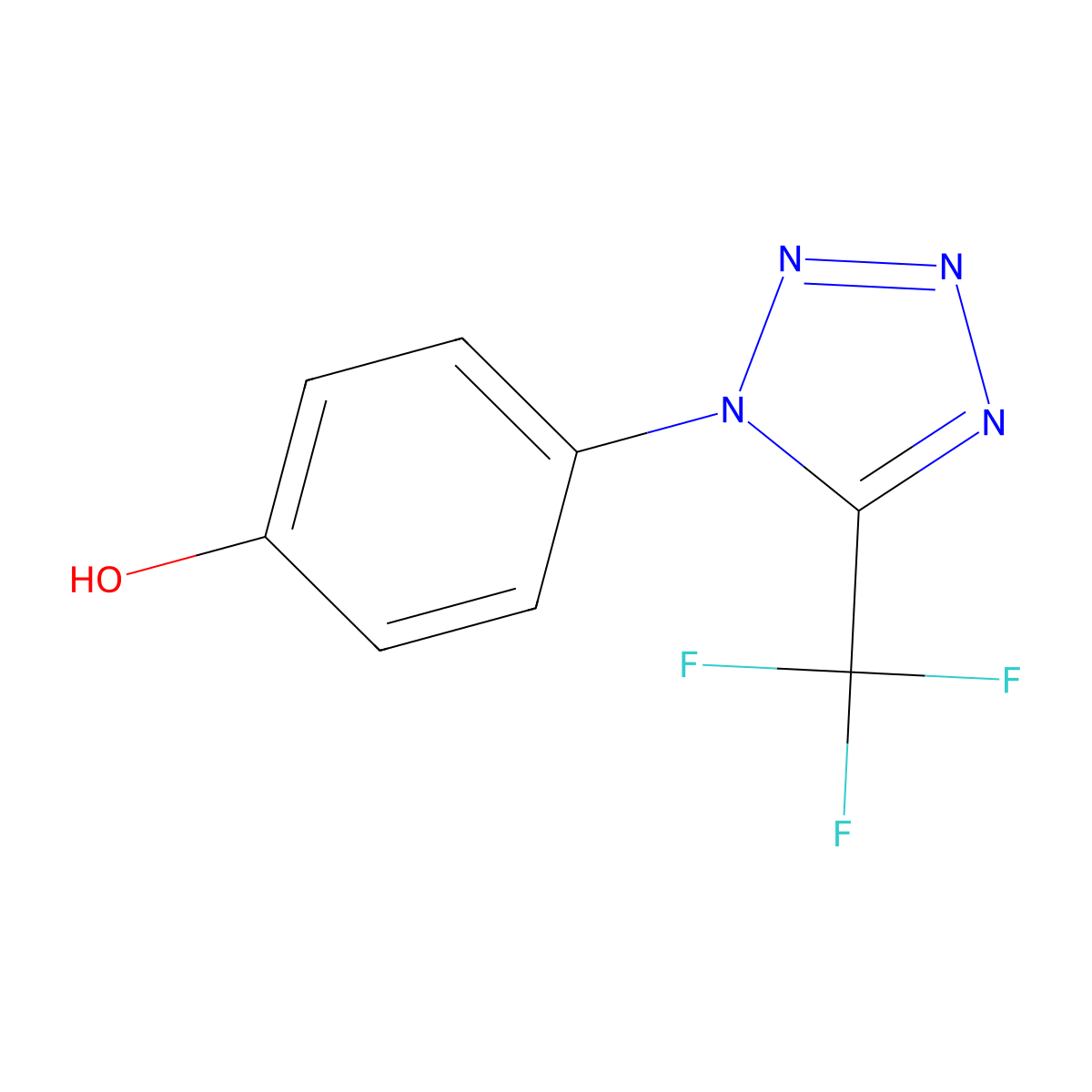 4-(5-Trifluoromethyl-tetrazol-1-YL)-phenol molecular structure, CAS 168267-75-2